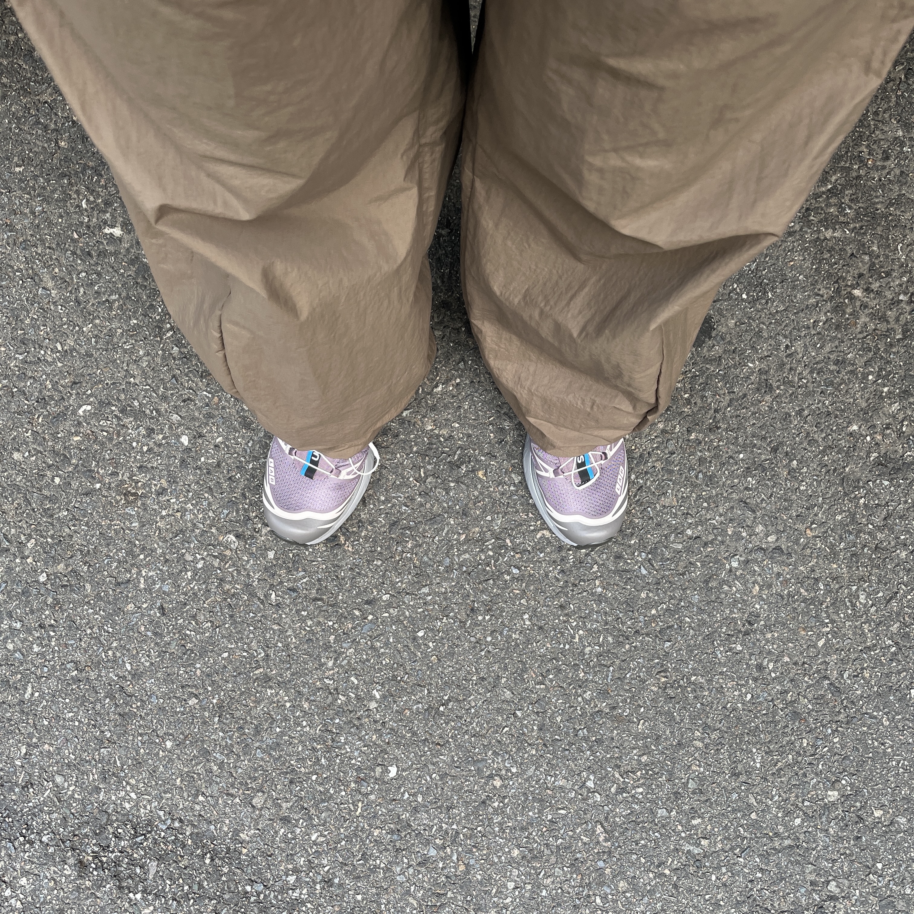 Sansan Gear Side Snap Pants Brown - 22FW, Salomon XT-6 Moonscape Plum Kitten 착용 스타일