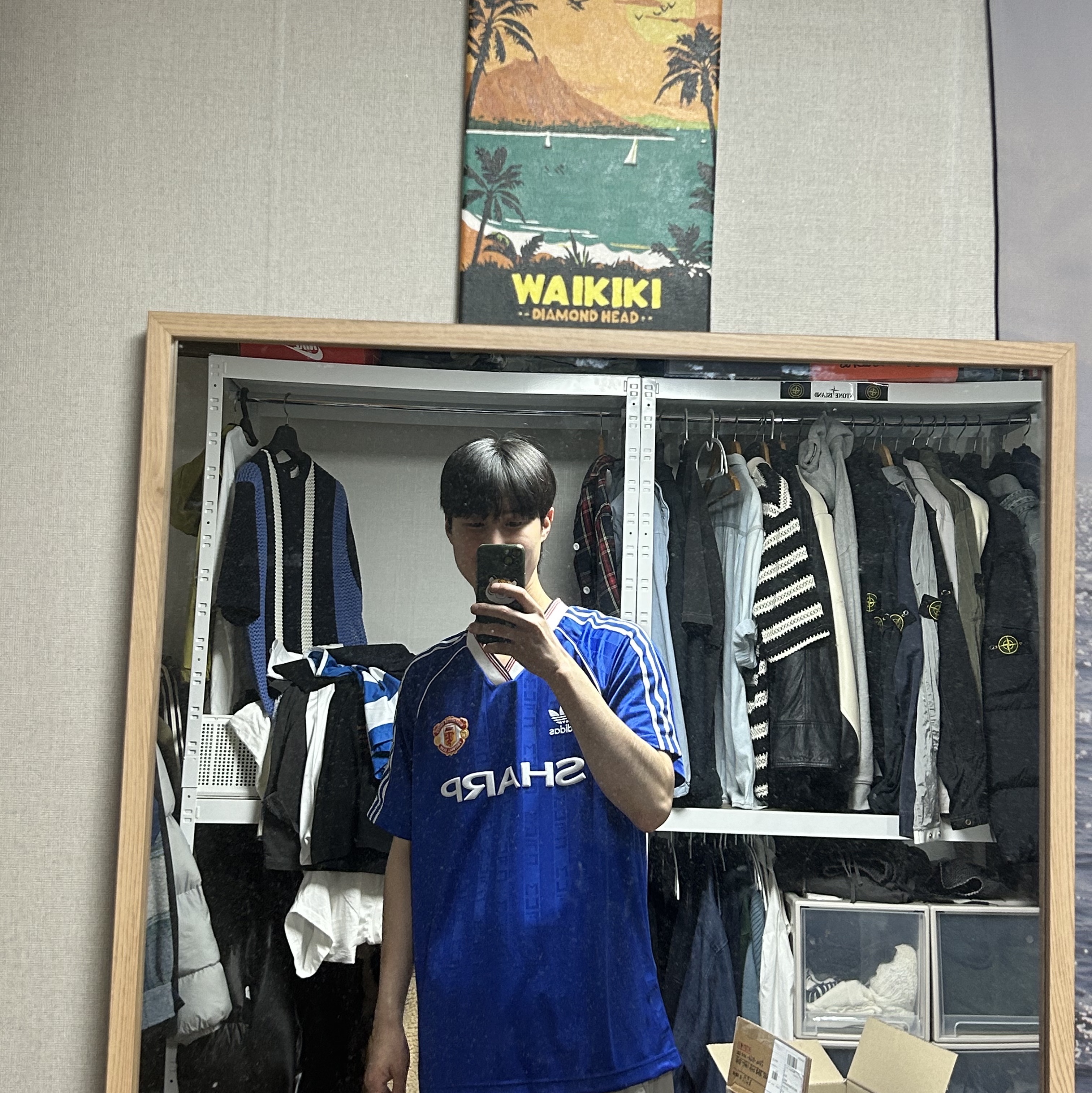 Adidas Manchester United 1988/90 Jersey Collegiate Royal - KR Sizing 착용 스타일