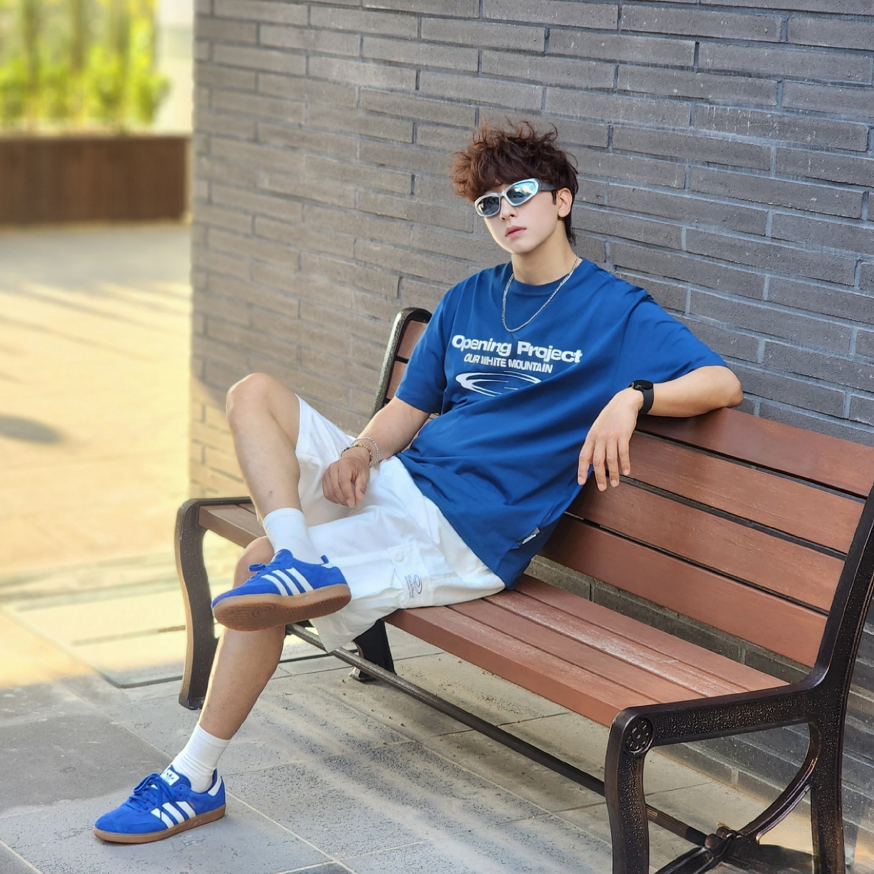Opening Project Identity T-Shirt Blue, Adidas Samba OG Royal Blue 착용 스타일 - 3