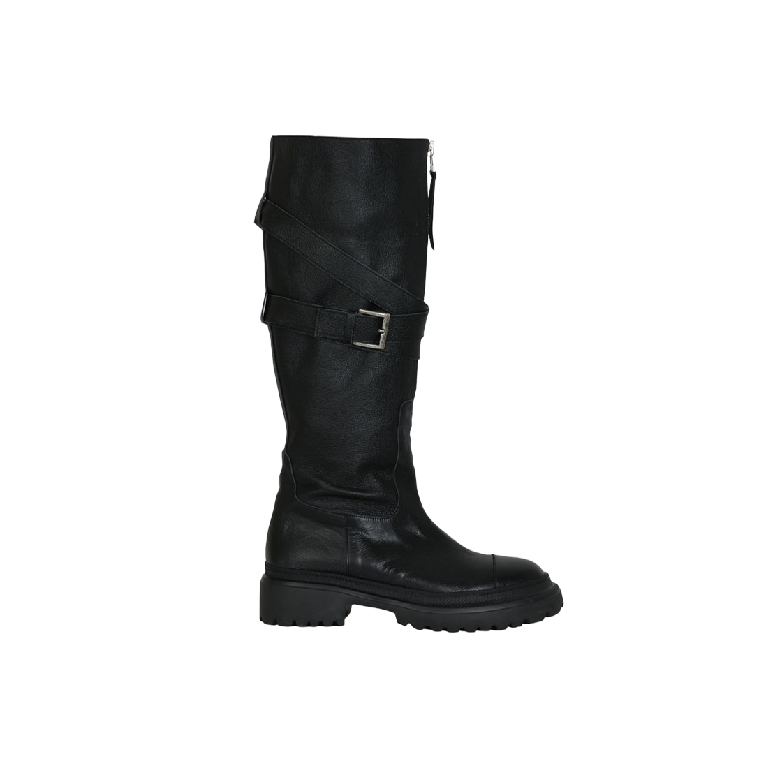 【BOHEMIAN SEOUL】FOLDED BELT LONG BOOTS (BLACK) W) 보헤미안 서울 폴디드 벨트 롱 부츠 블랙 | Bohemian Seoul