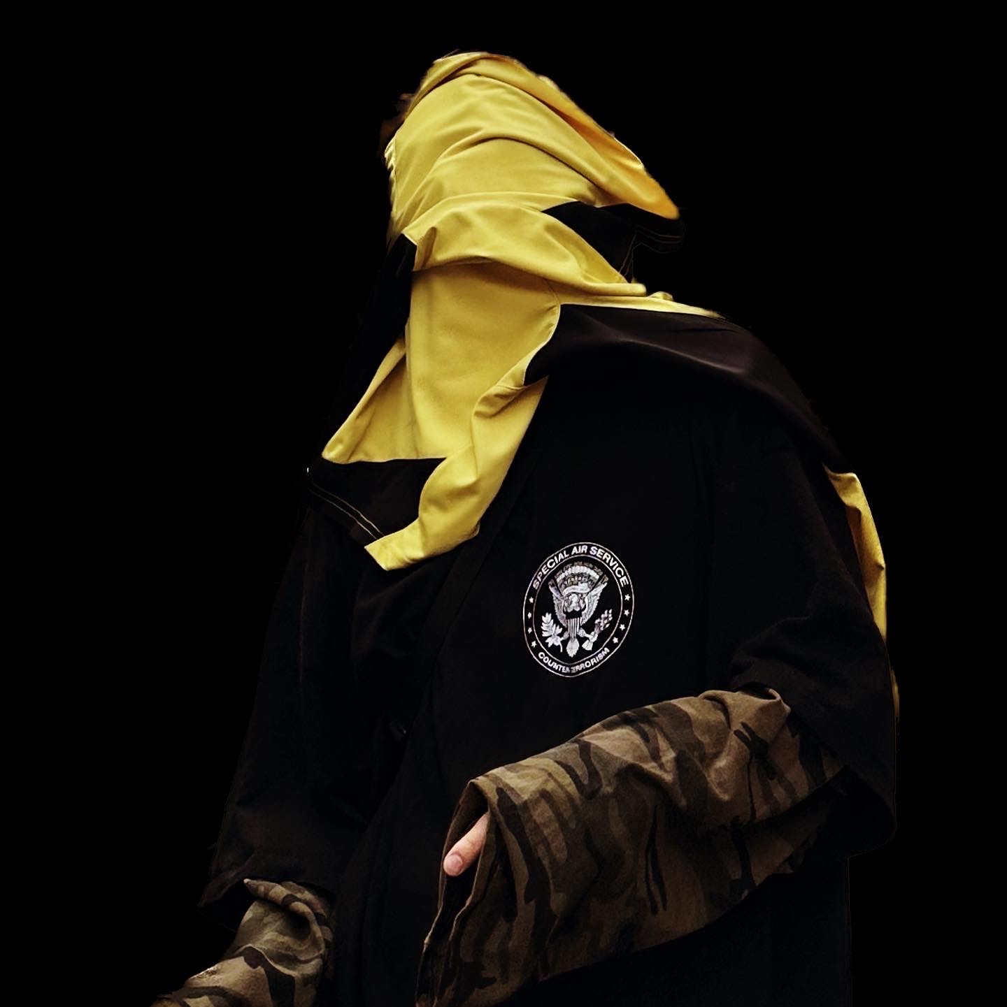 Project G/R Oversized Football Jersey Yellow, Project G/R Vintage Military Layered Sleeve Camo 착용 스타일 - 1