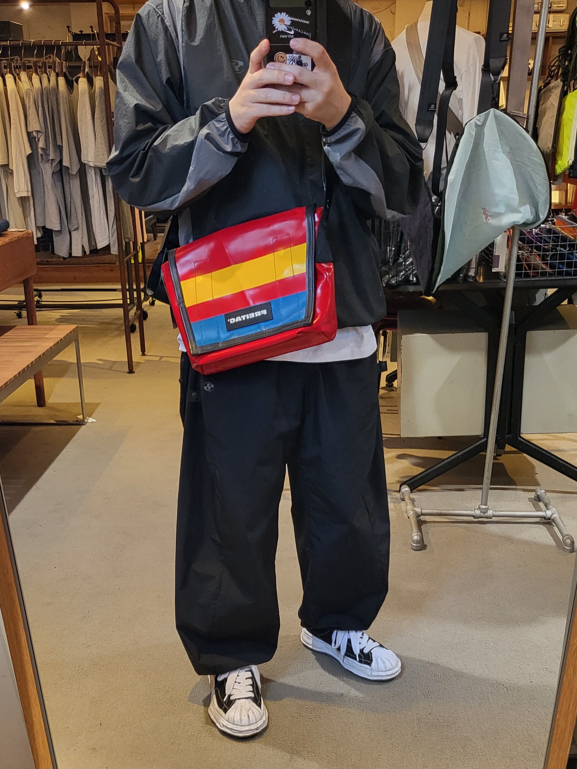 Sansan Gear Side Snap Pants Black, Sansan Gear Paneled Jacket Black - 23SS 착용 스타일