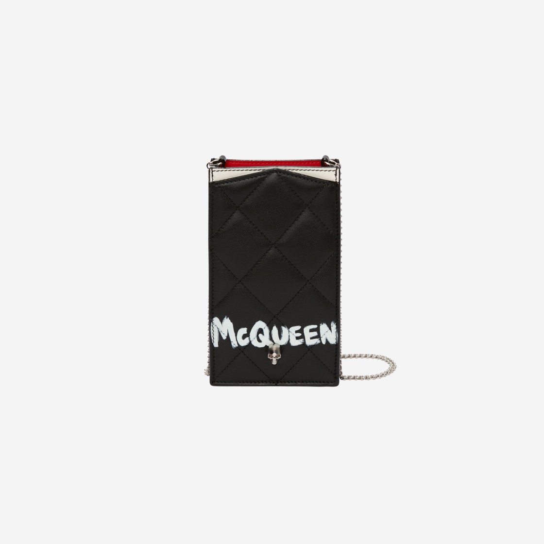 Alexander McQueen Graffiti Phone Case with Chain in Black White 상세 이미지 1