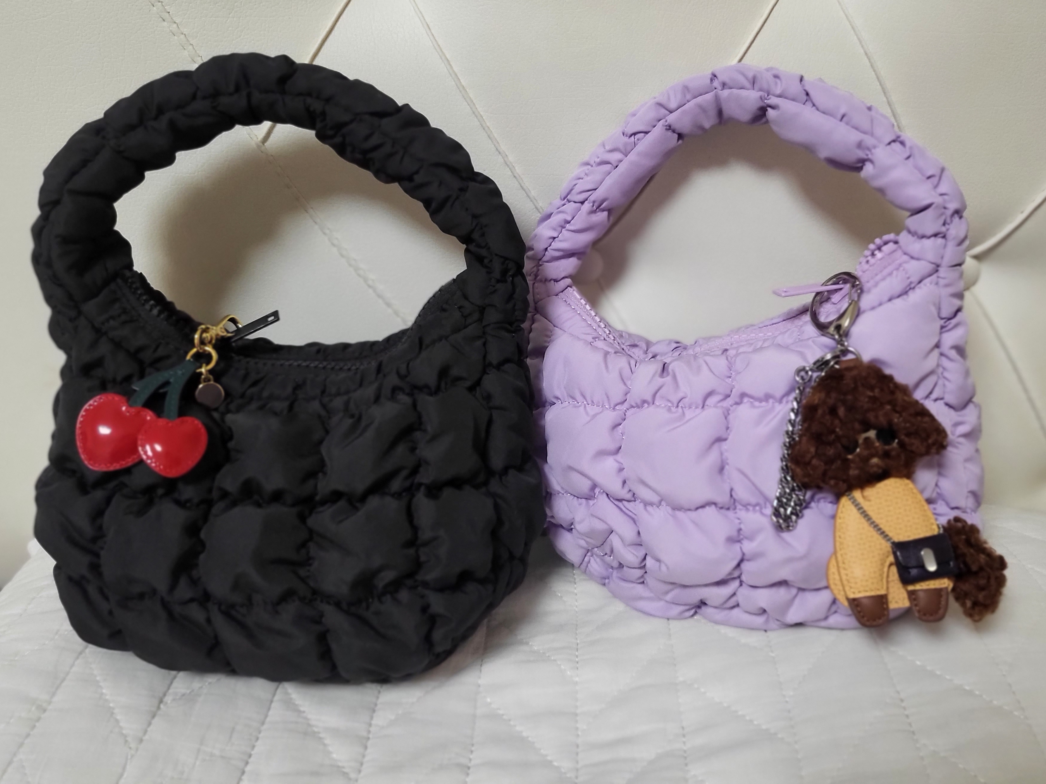 COS Quilted Micro Bag Purple, COS Quilted Micro Bag Black 착용 스타일