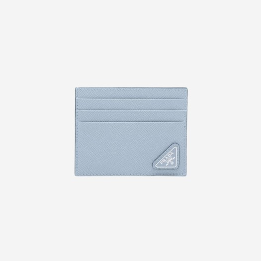 프라다 사피아노 레더 카드 홀더 라이트 블루