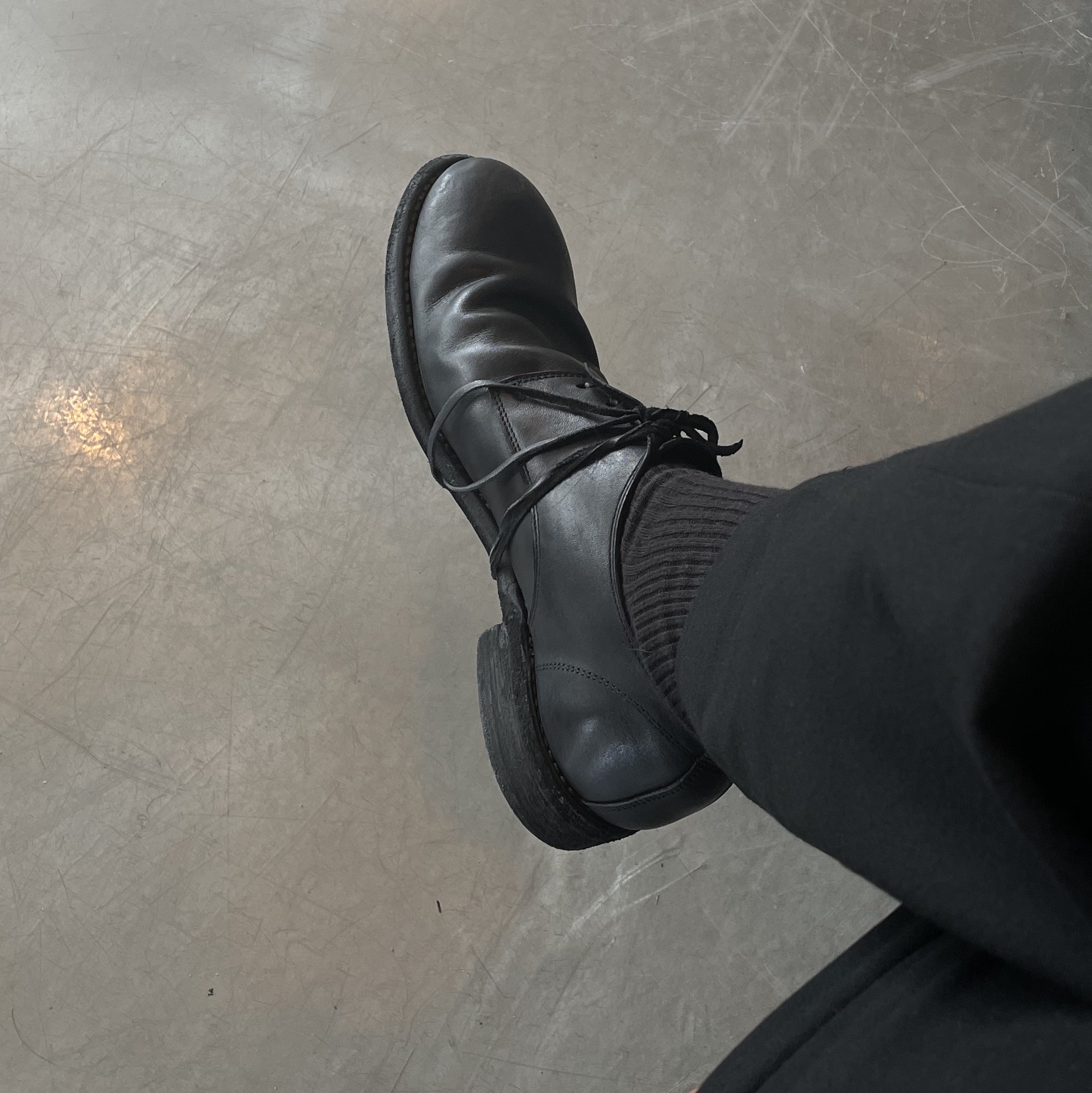 Guidi 992X Horse Full Grain Leather Derby Black 착용 스타일