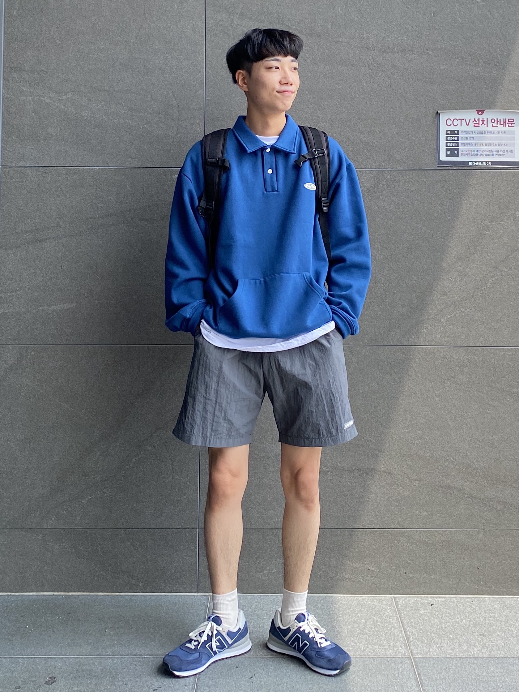 New Balance 574 Navy - D Standard 착용 스타일