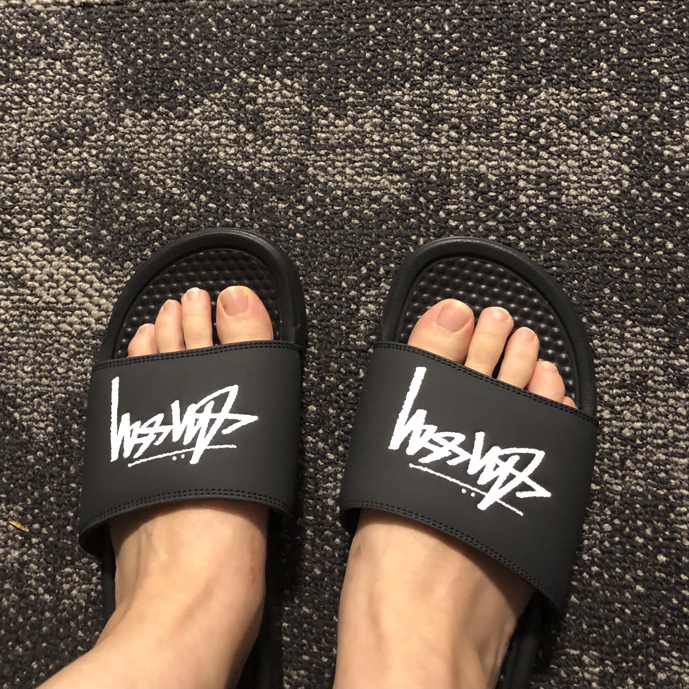 Nike x Stussy Benassi Slide Off Noir 착용 스타일