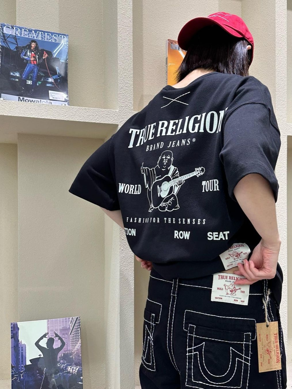 True Religion Origin Logo T-Shirt Black, True Religion Classic Cargo Pants Mk-1 Black 착용 스타일 - 2