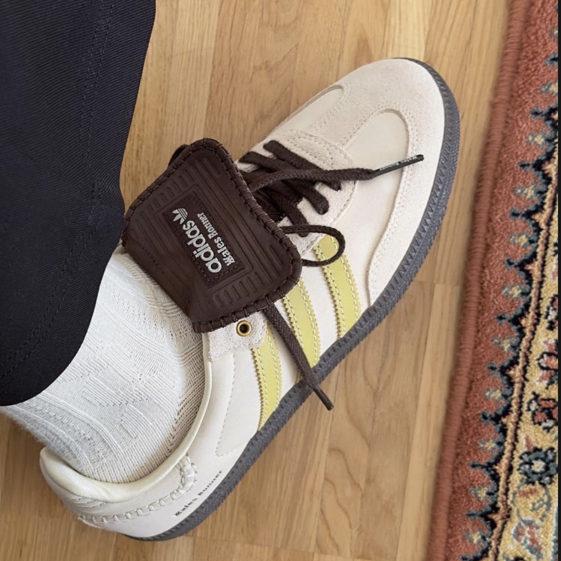 Adidas x Wales Bonner Samba Brown Ecru Tint 착용 스타일 - 3
