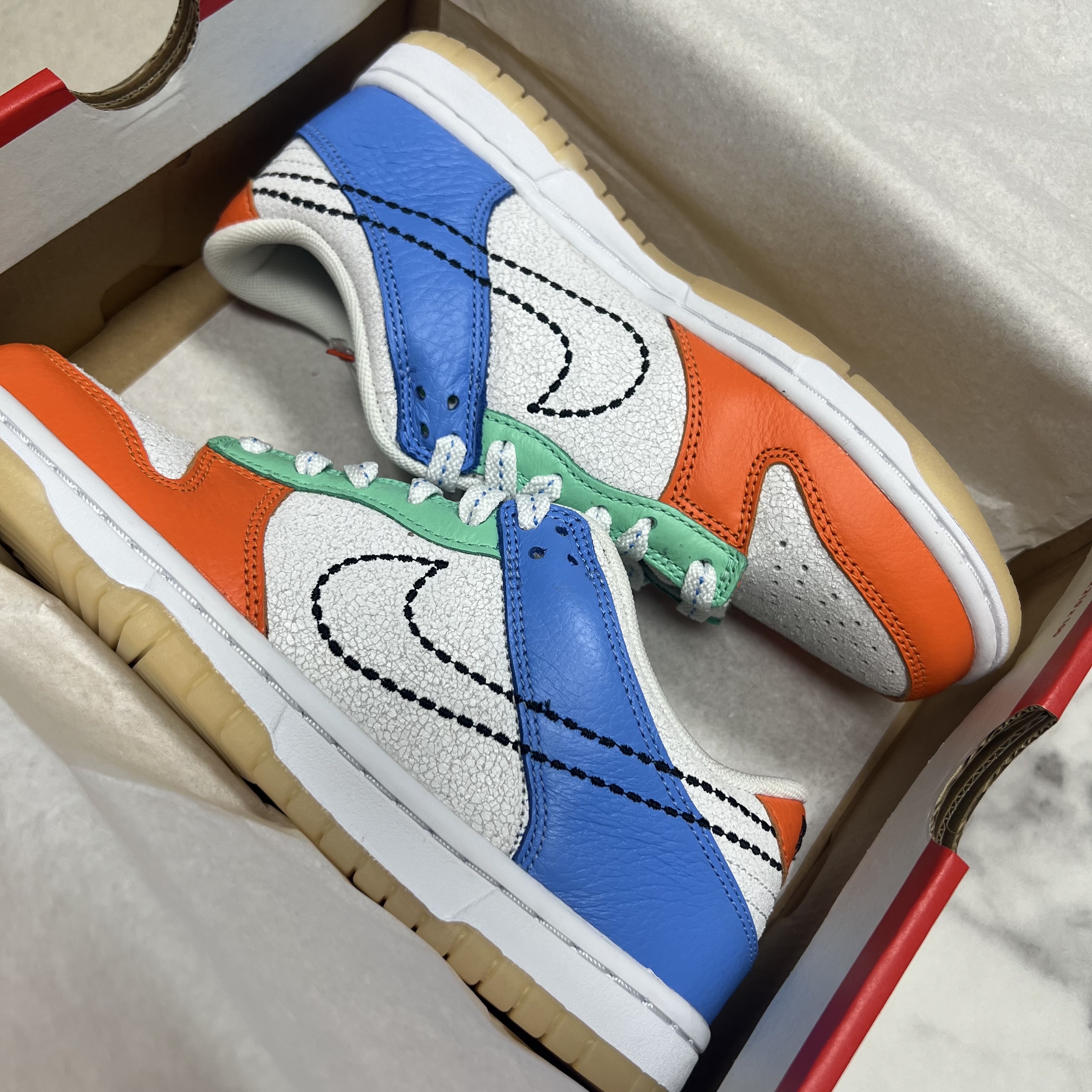 (GS) NIke Dunk Low White Safety Orange 착용 스타일 - 4