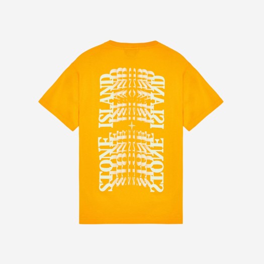 스톤 아일랜드 2NS86 60/2 코튼 저지 가먼트 다이 레터링 원 프린트 티셔츠 오렌지 - 23SS