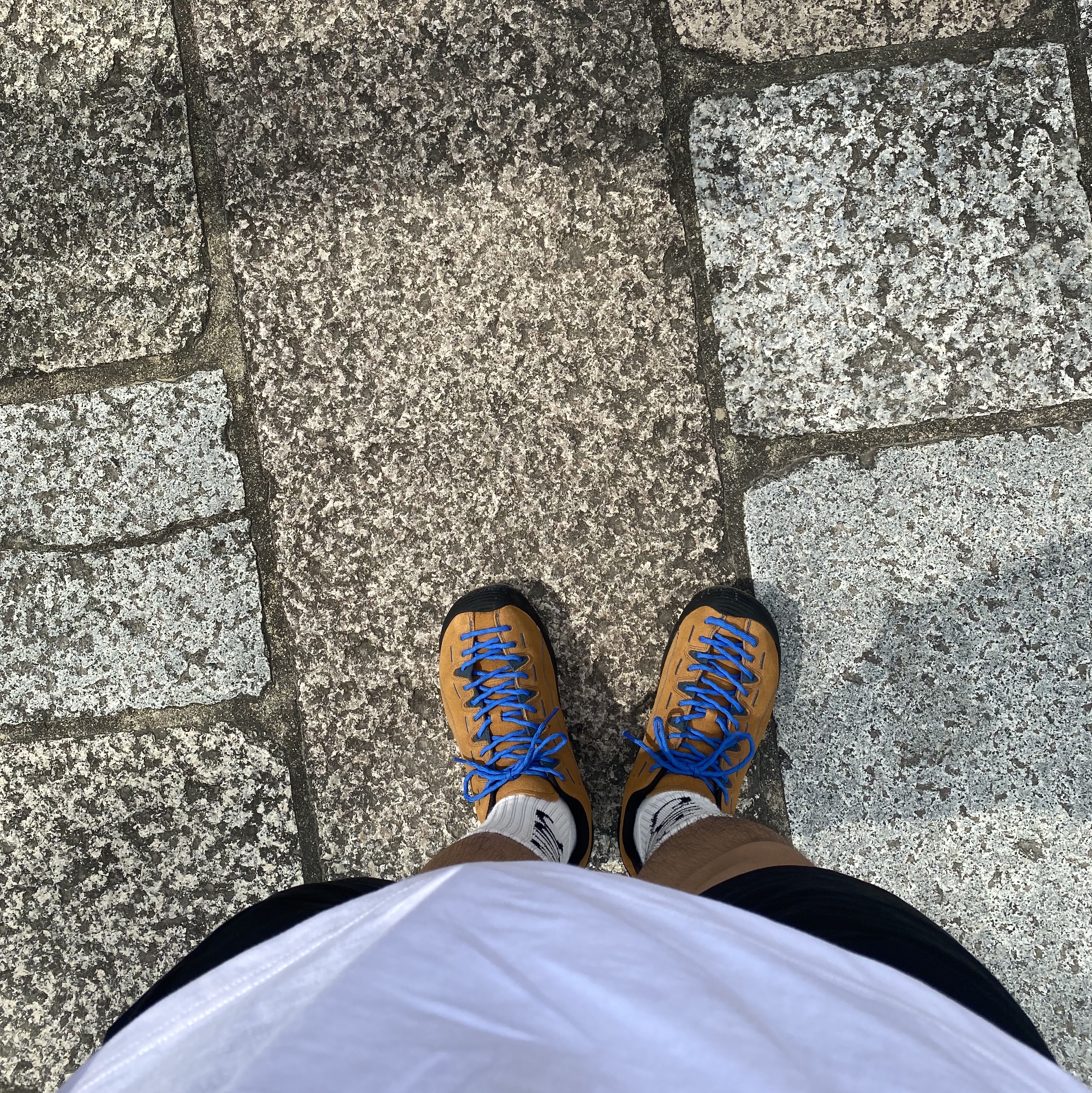 Keen Jasper Suede Sneakers Camel 착용 스타일