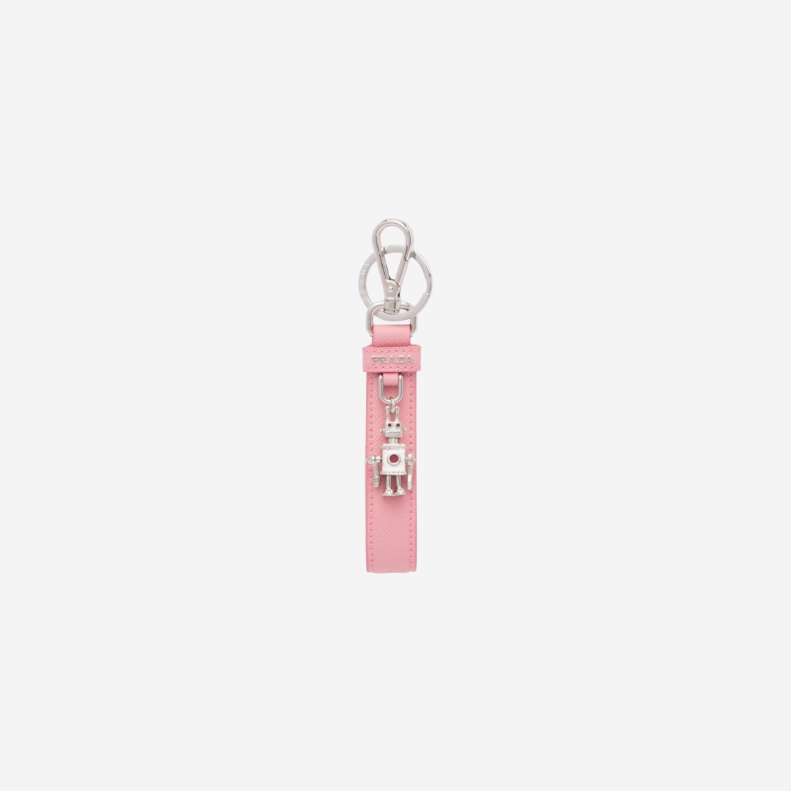 Prada Saffiano Leather Keychain Petal Pink 상세 이미지 1