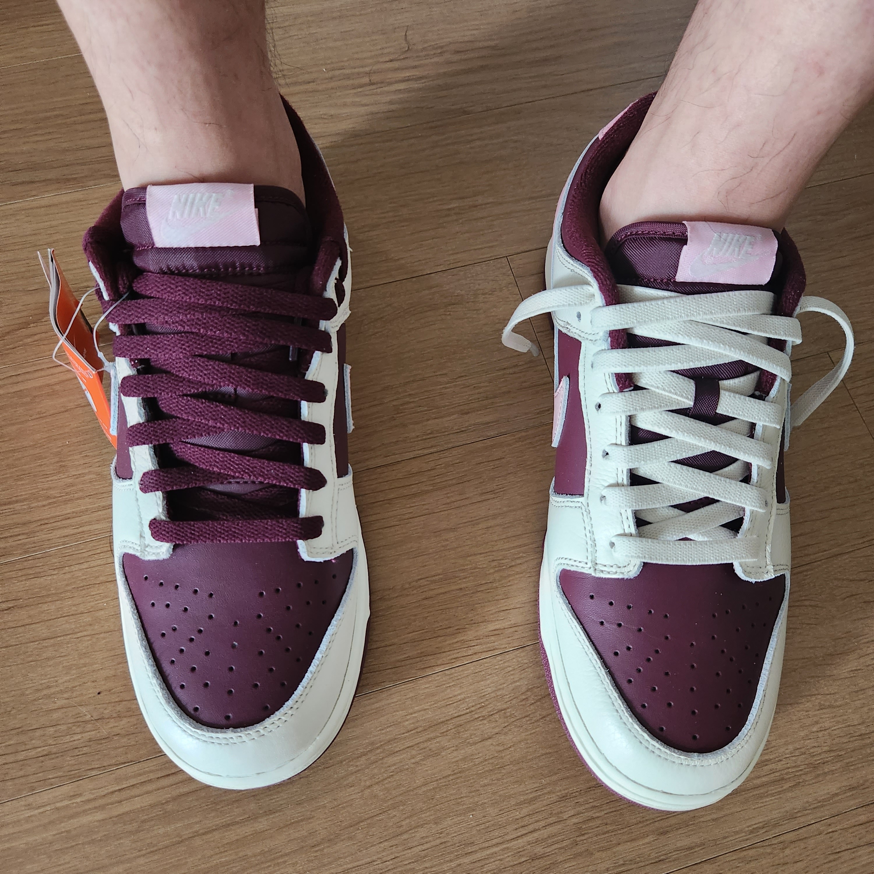 NIke Dunk Low Retro Night Maroon and Medium Soft Pink 착용 스타일 - 4