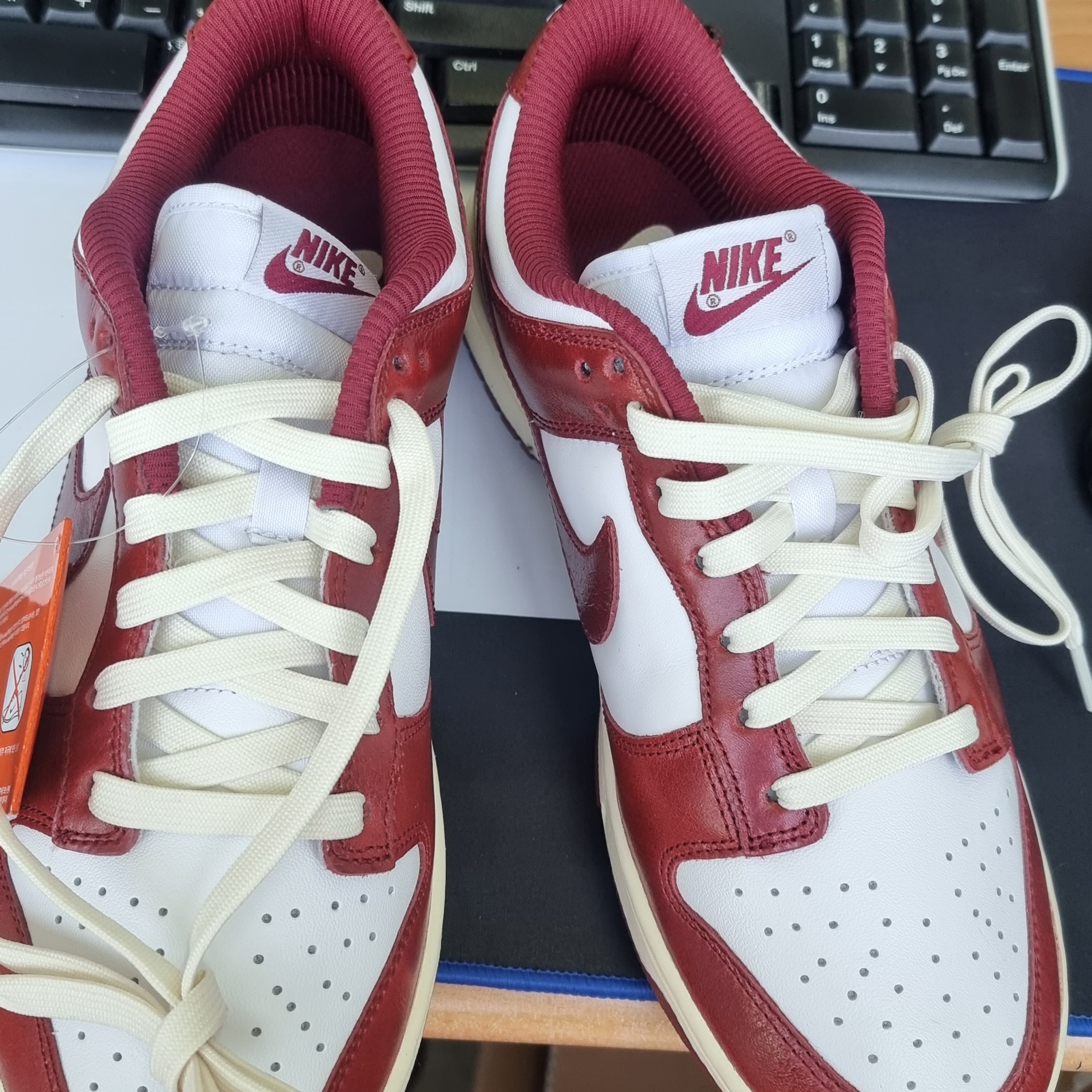 (W) Nike Dunk Low Retro PRM Team Red and White 착용 스타일
