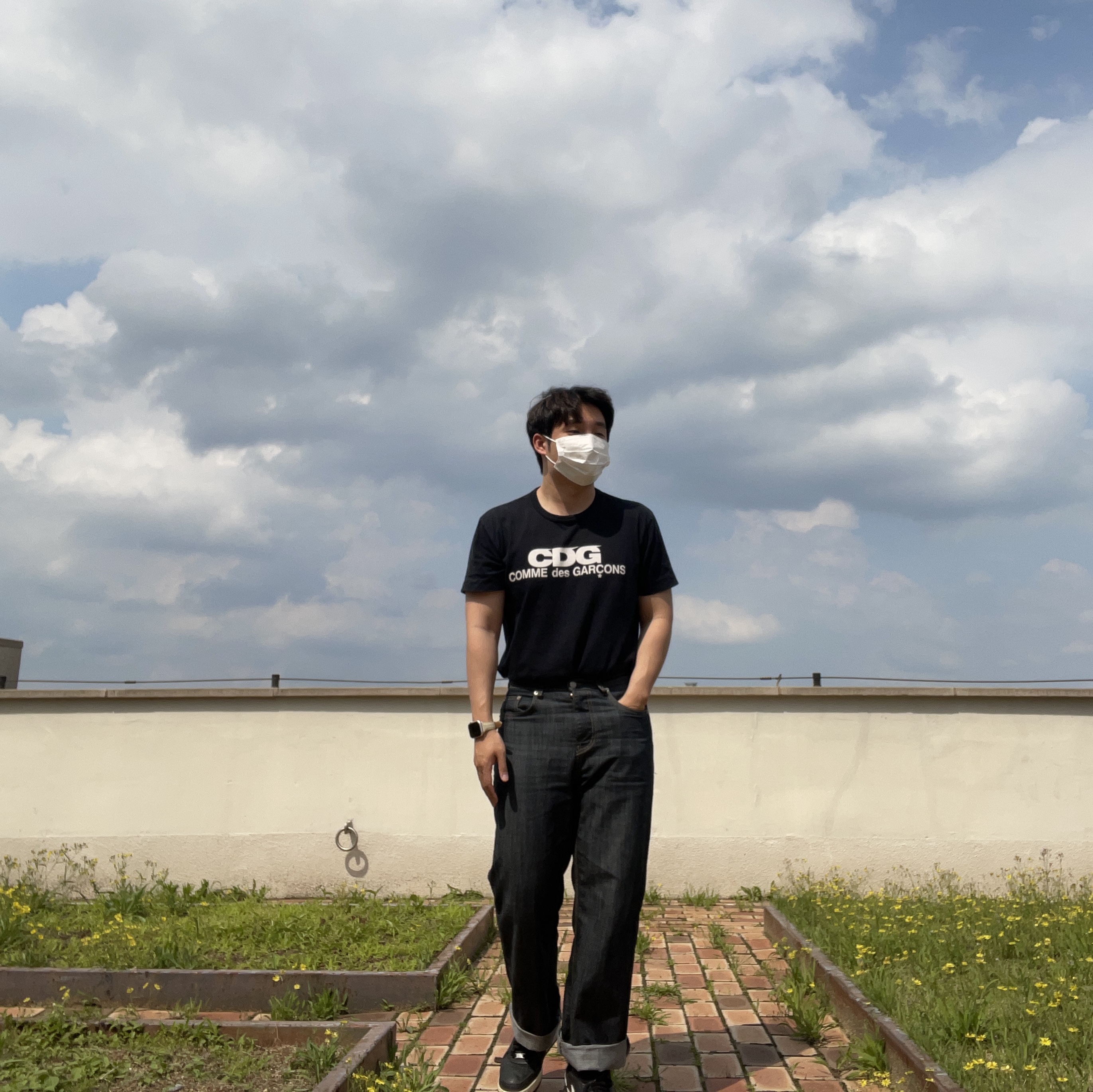 CDG Logo T-Shirt Black, Nike x Comme des Garcons Shirt x Supreme Air Force 1 Low 2018 착용 스타일