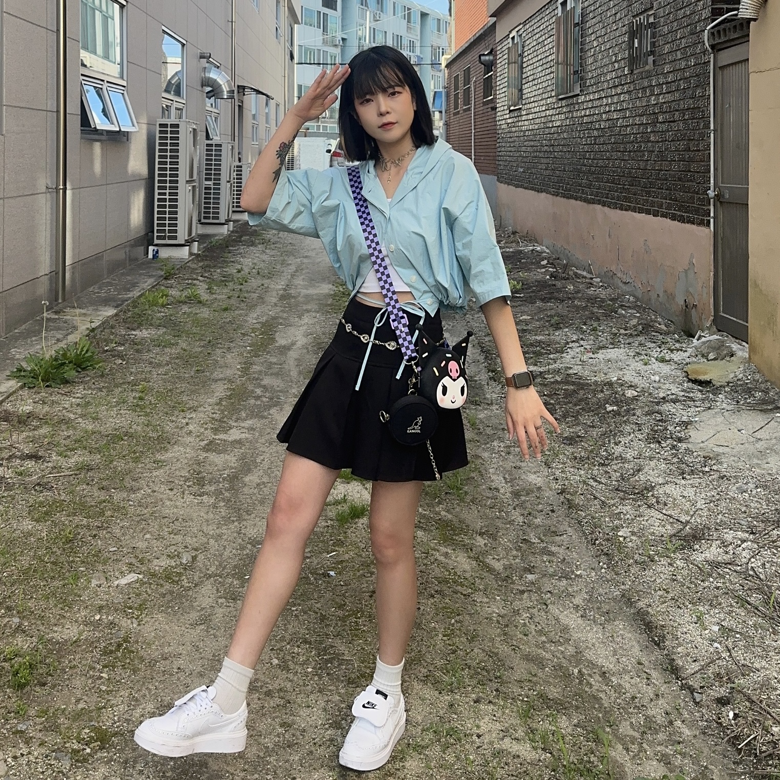 Nike x Peaceminusone Kwondo1 White 착용 스타일 - 3