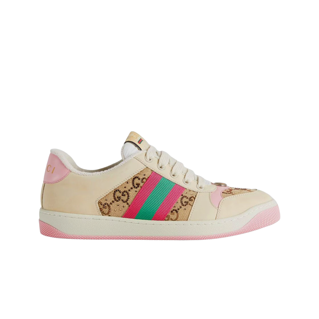 (W) 구찌 크리스탈 스크리너 스니커즈 베이지 에보니((W) Gucci Screener Sneakers with Crystals Beige Ebony) - 1