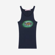 Pepper Pepper Women Art Painting Ribbed Sleeveless  Navy