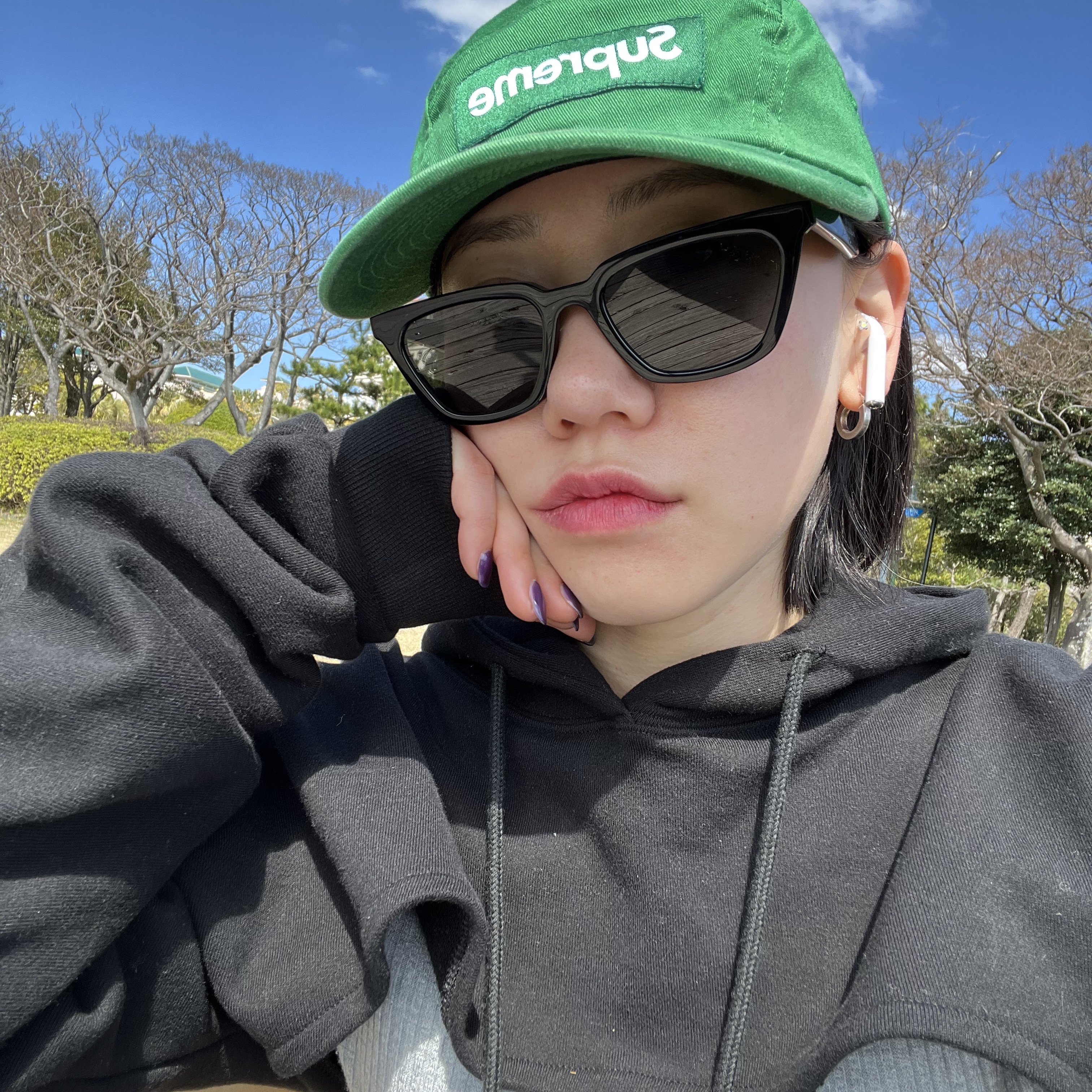 Supreme Washed Chino Twill Camp Cap Green - 22FW 착용 스타일 - 2