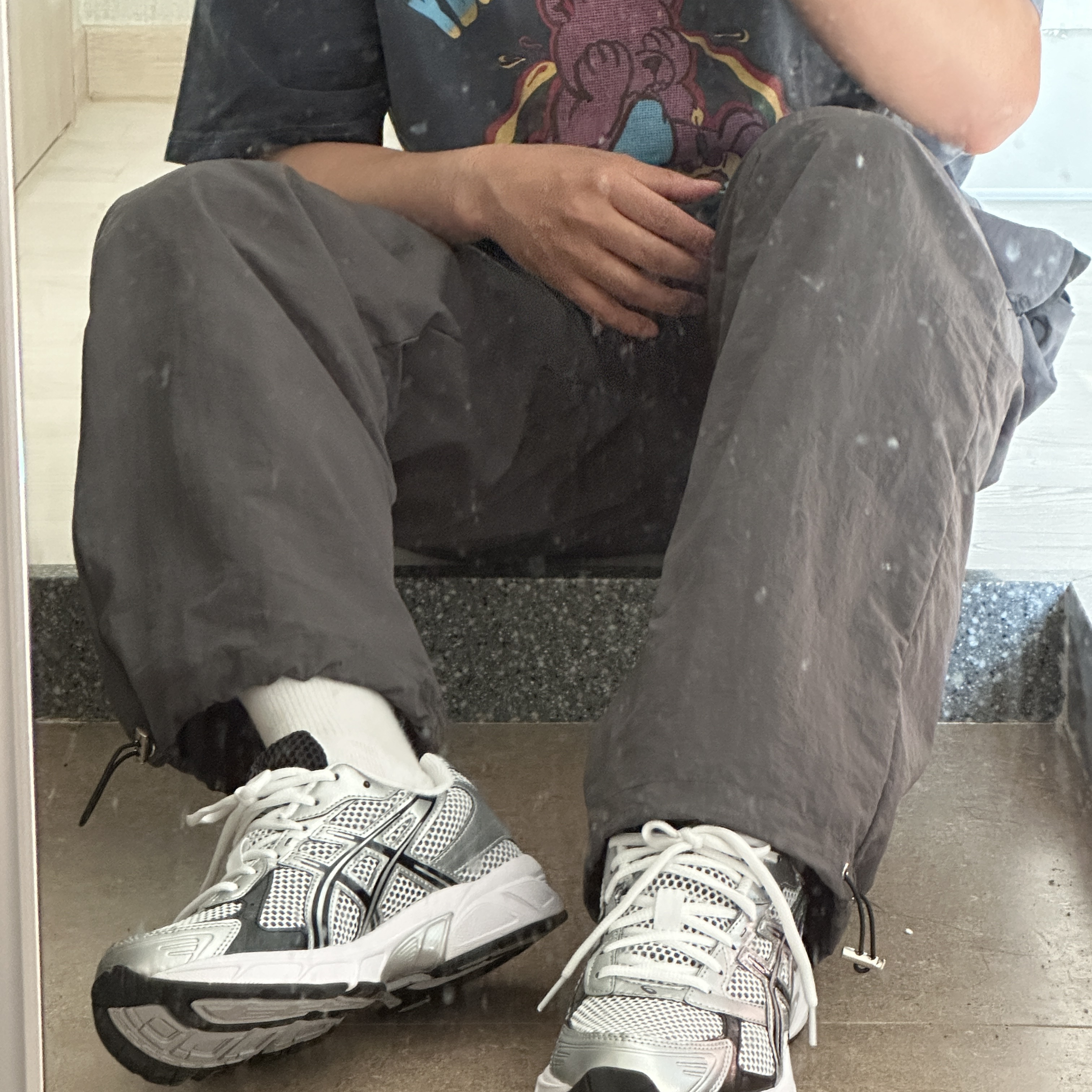 Asics Gel-1130 White Black 착용 스타일