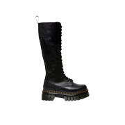 (W) Dr. Martens Audrick 20 Eye Leather Knee High Platform Boots Black