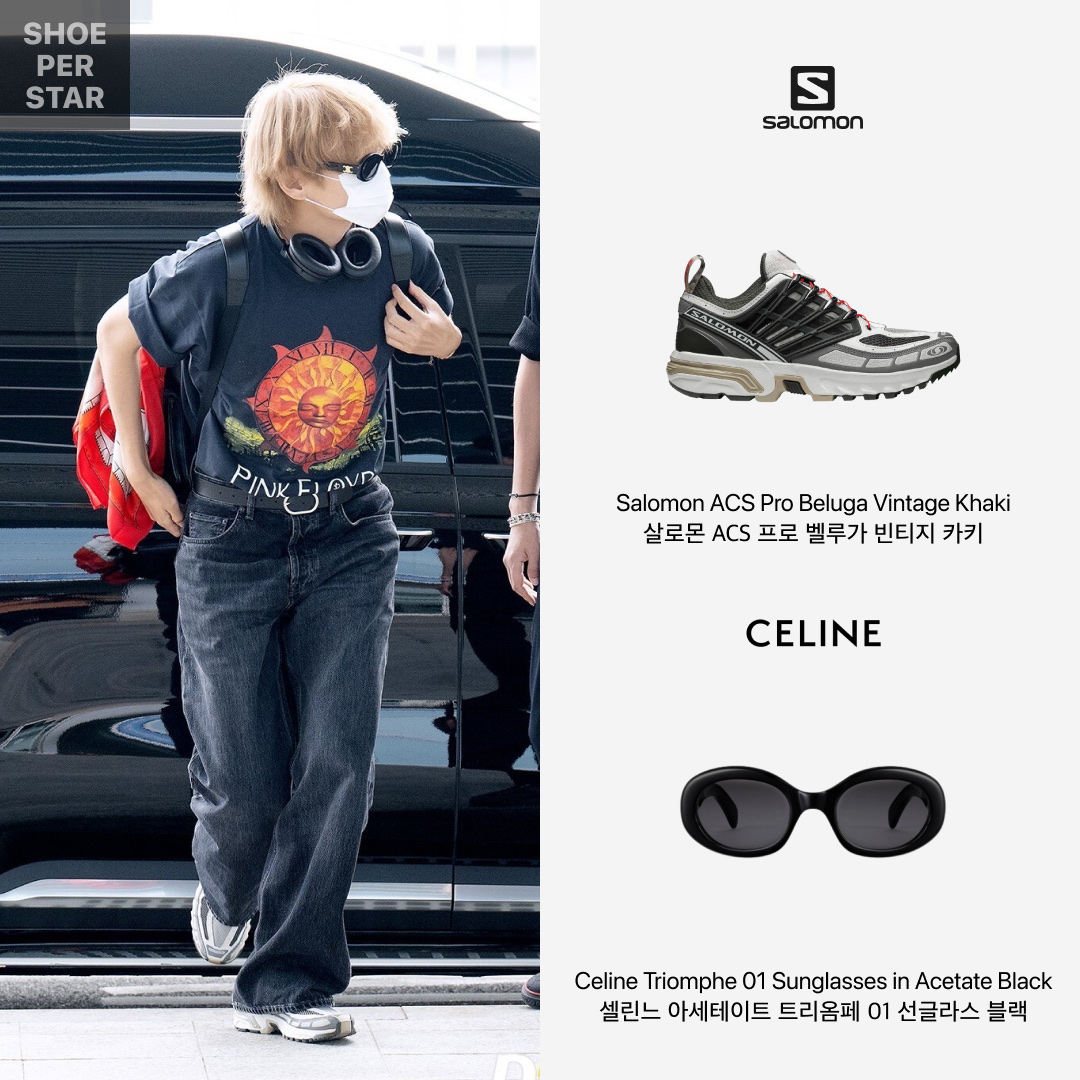 Salomon ACS Pro Beluga Vintage Khaki, (W) Celine Triomphe 01 Sunglasses in Acetate Black 착용 스타일 - 1