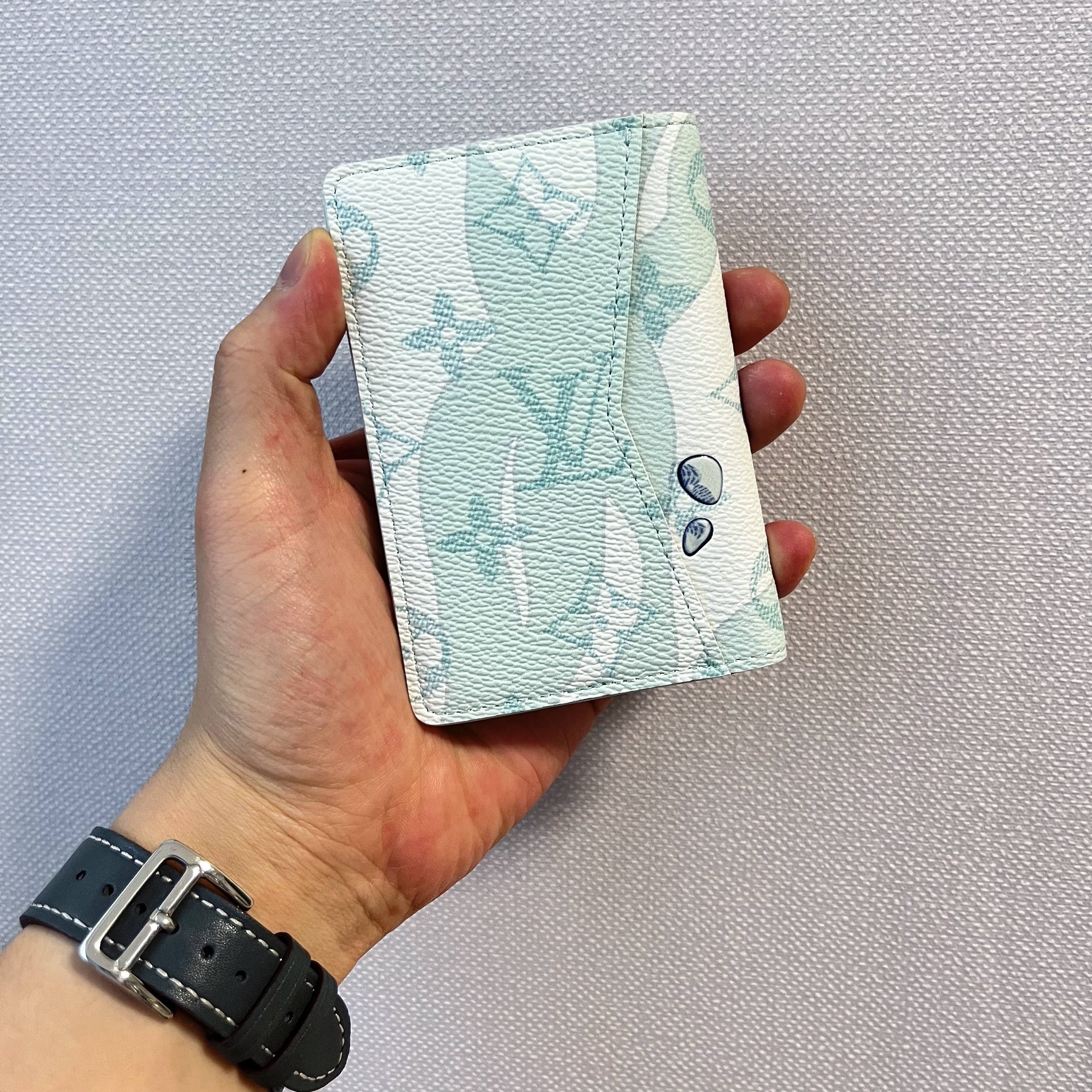 Louis Vuitton Pocket Organizer Monogram Aquagarden Crystal Blue 착용 스타일 - 2
