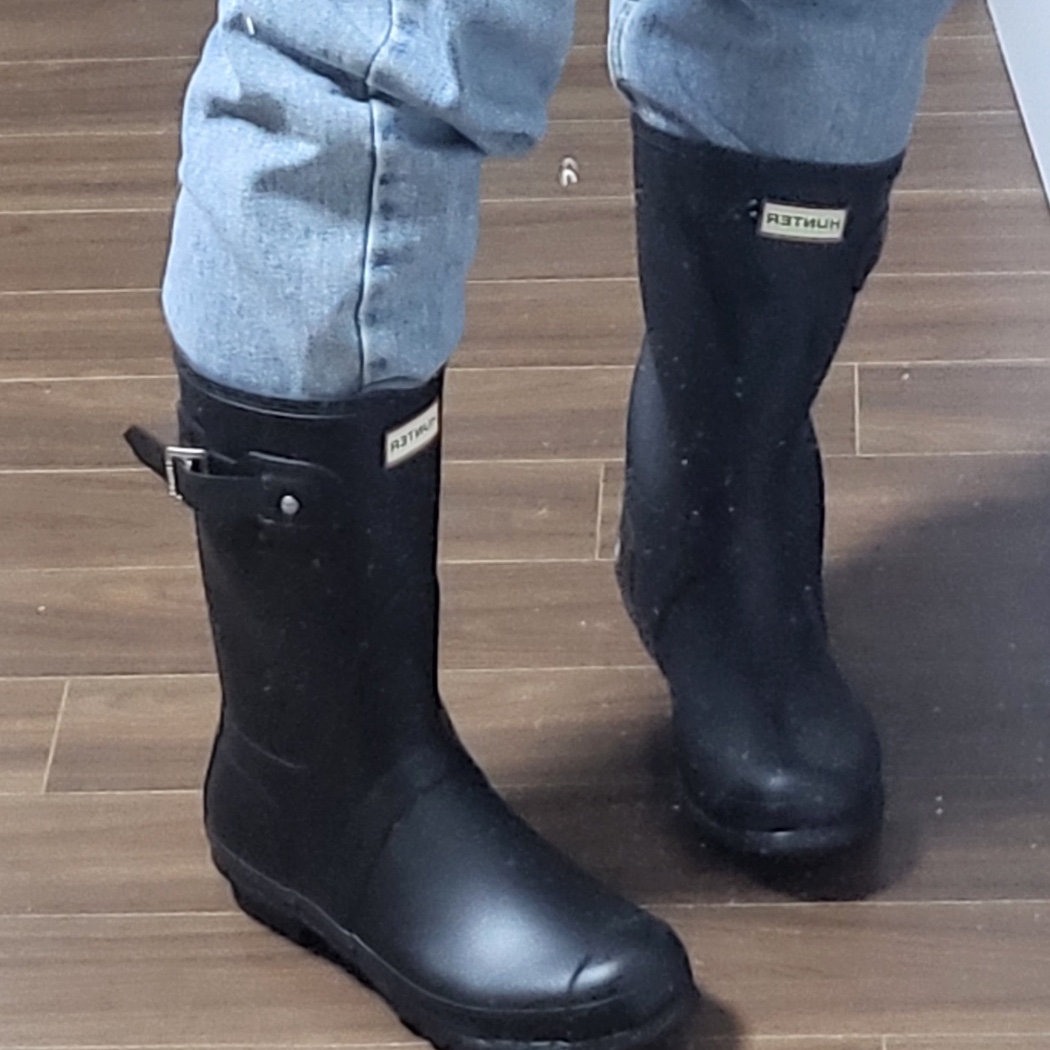 (W) Hunter Original Short Rain Boots Black 착용 스타일