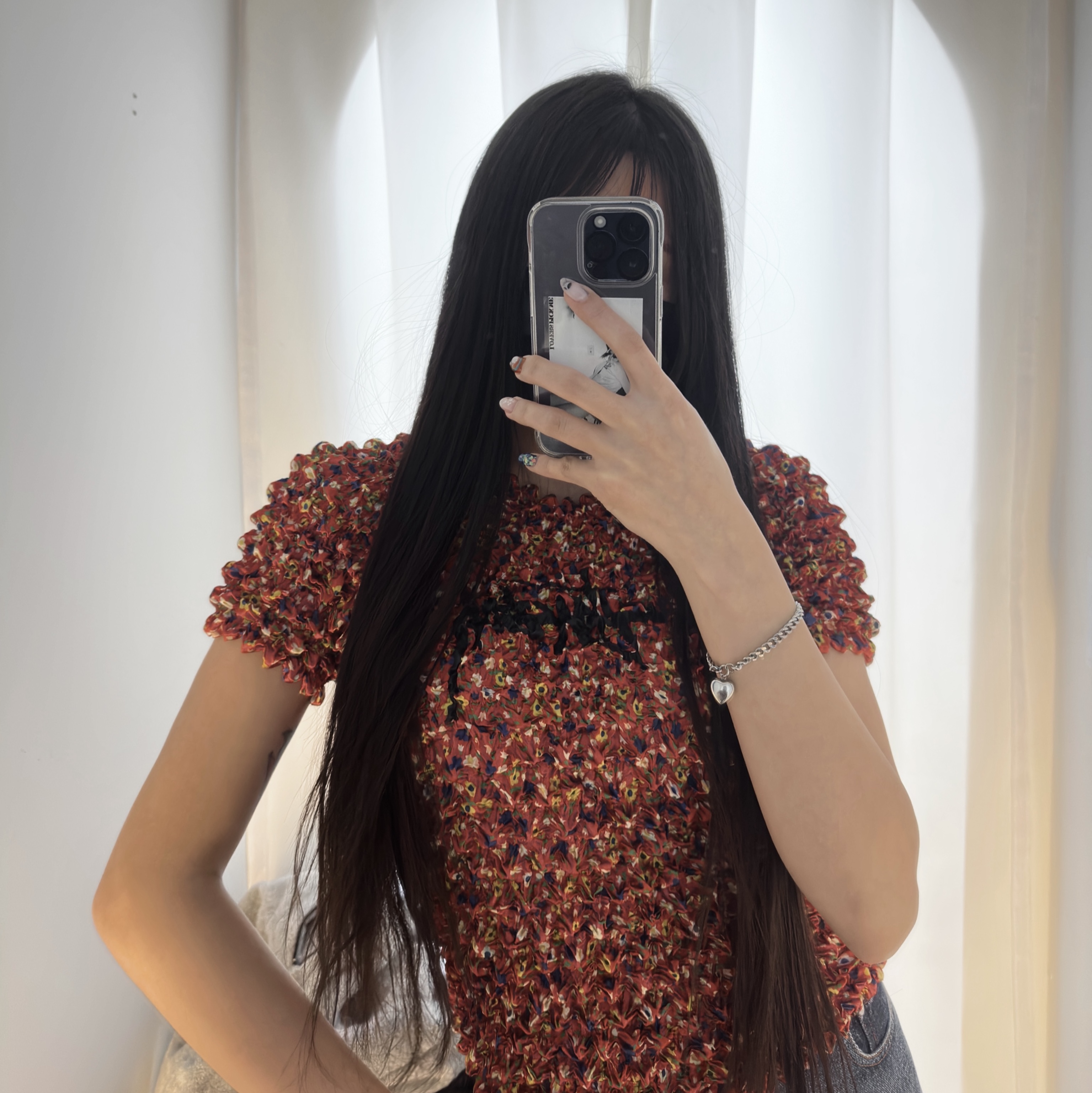 (W) Stussy Popcorn Mini Shirt Multi 착용 스타일
