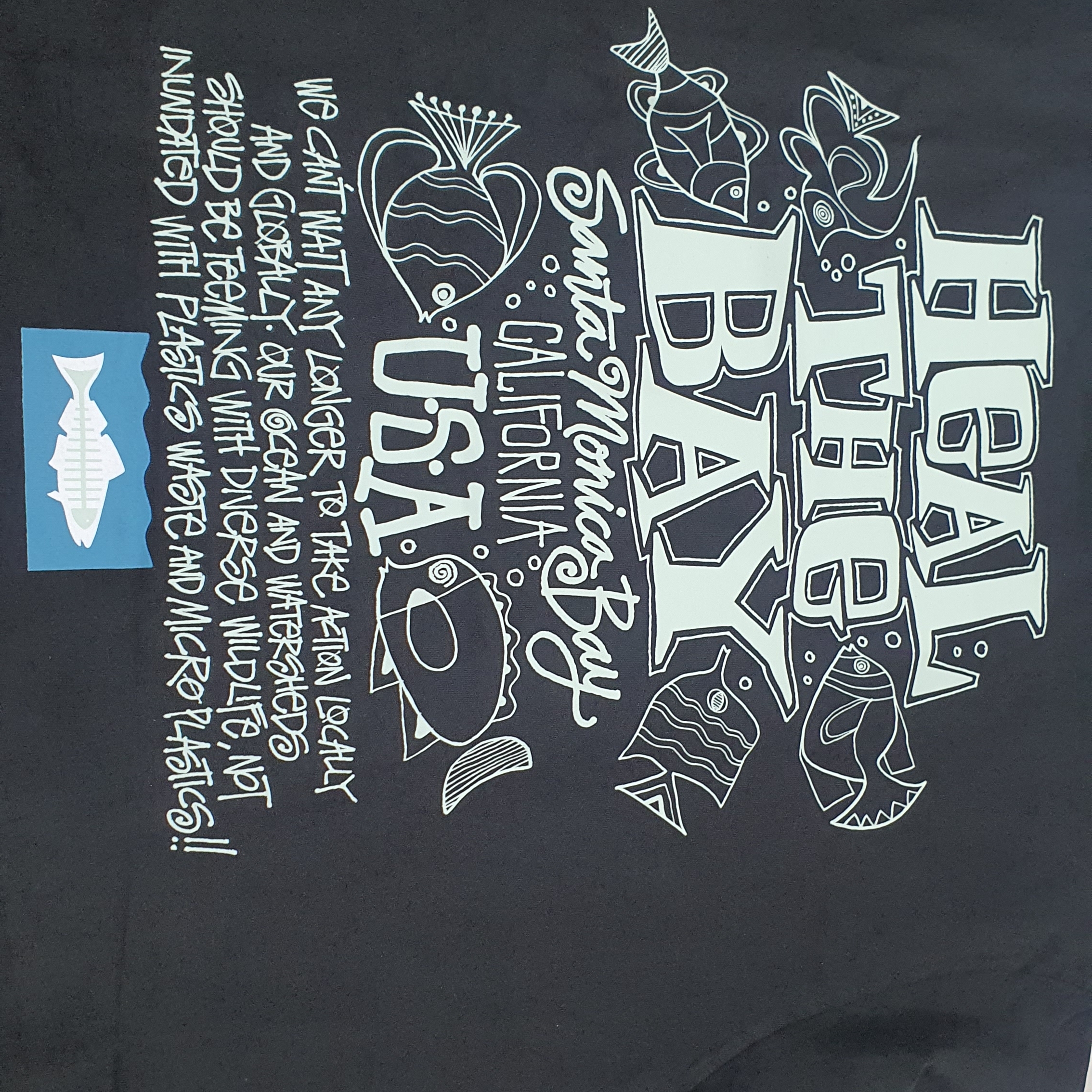 Stussy x Heal The Bay Ocean Pigment Dyed T-Shirt Black 착용 스타일 - 1