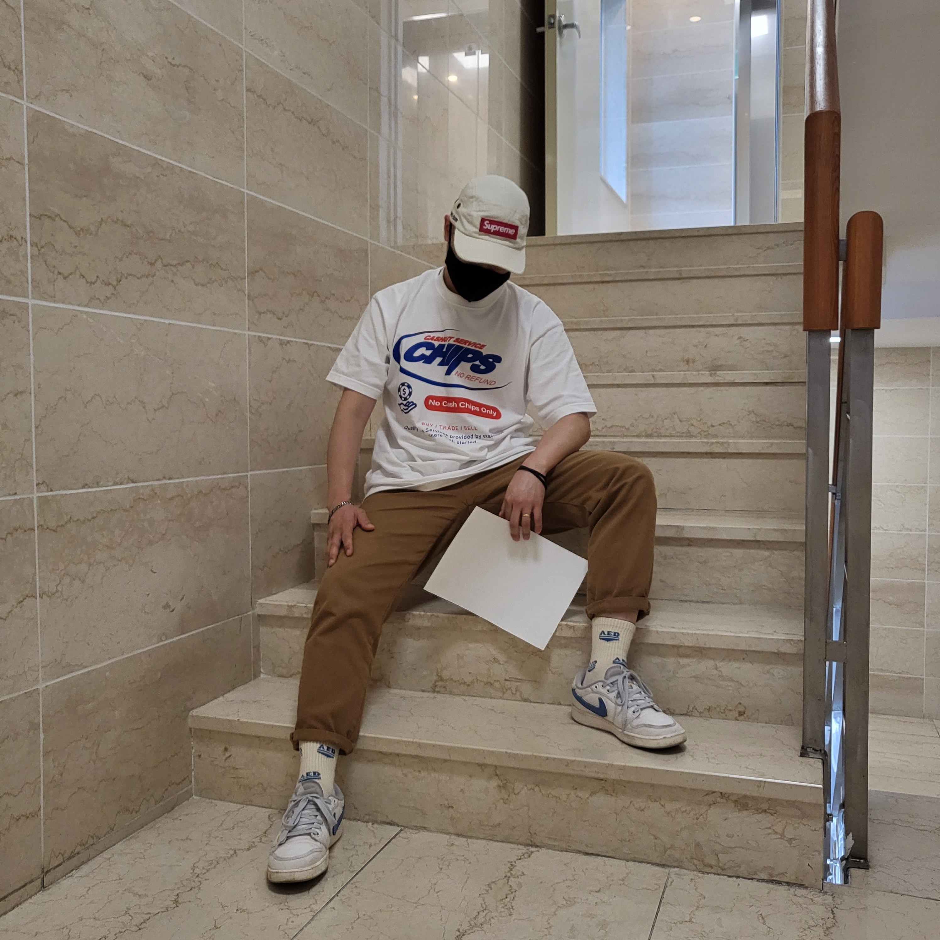 Supreme Military Camp Cap Stone - 22SS, Jordan 1 x Union KO Low White 착용 스타일