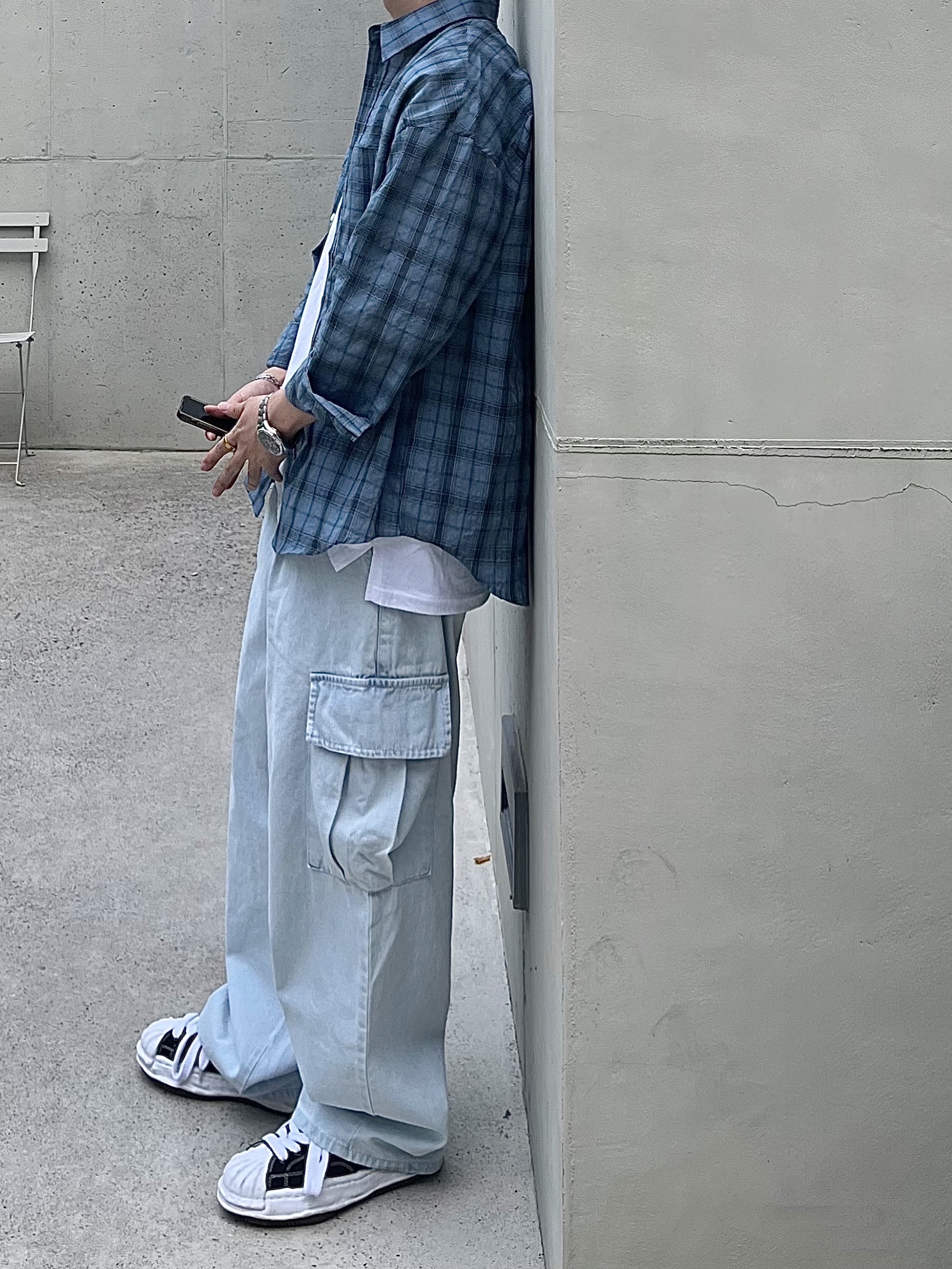 Maison Mihara Yasuhiro Blakey OG Sole Canvas Low-top Sneakers Black White 착용 스타일 - 2