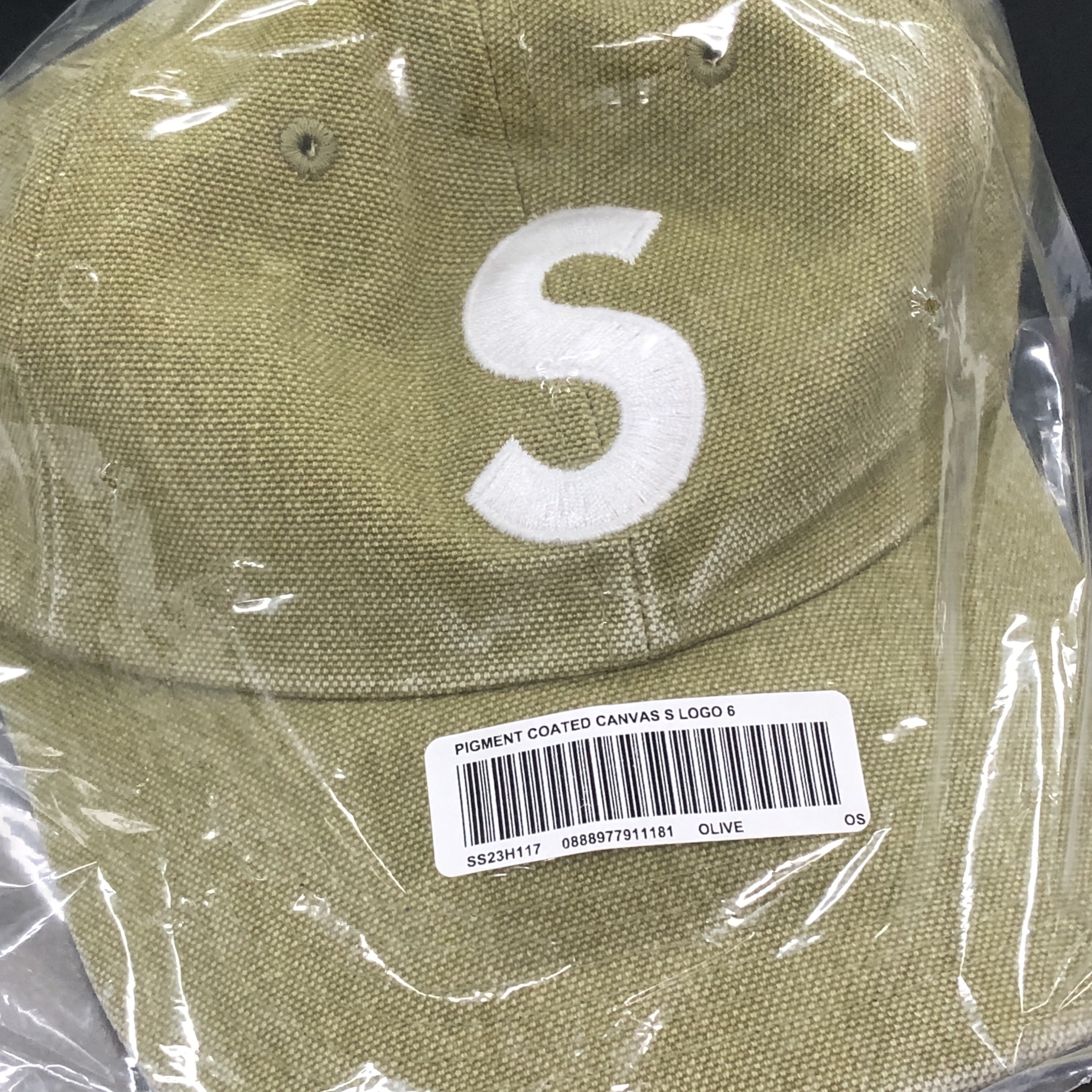 Supreme Pigment Canvas S Logo 6-Panel Olive - 23SS 착용 스타일