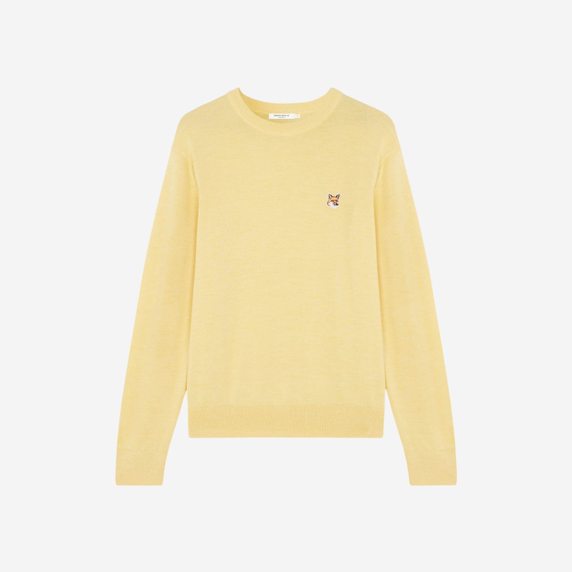 Maison Kitsune Fox Head Patch Regular R-Neck Pullover Knit Soft Yellow 상세 이미지 1