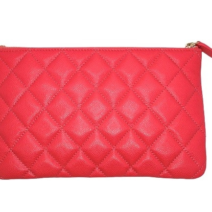 Chanel Small Classic Pouch Grained Shiny Calfskin & Gold Pink 착용 스타일 - 2