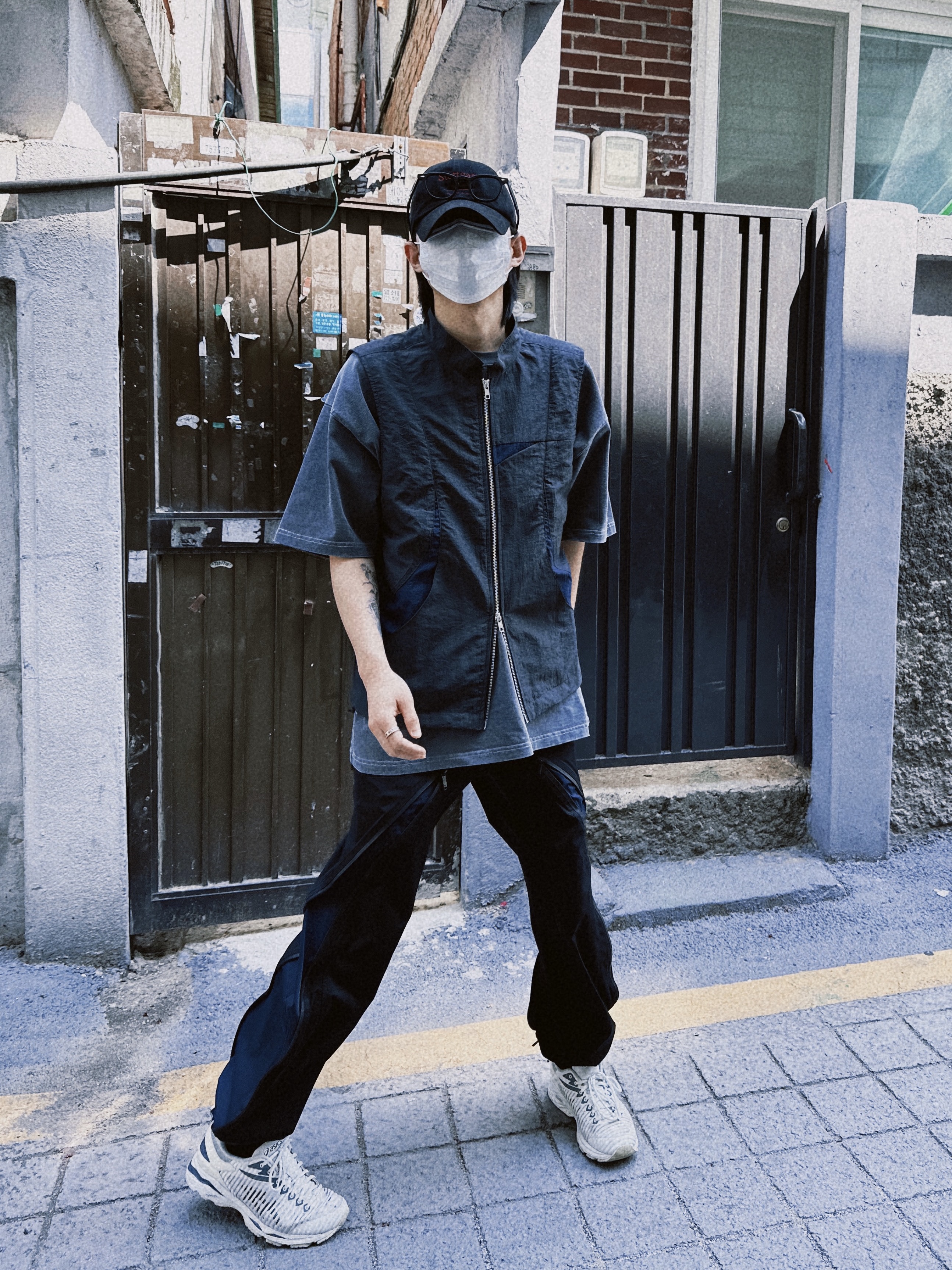 Asics x Kiko Kostadinov Gel-Delva 1 Cool Mist, Undermycar Stuttgart Vintage Washing Ball Cap Black Red - 22SS 착용 스타일 - 2