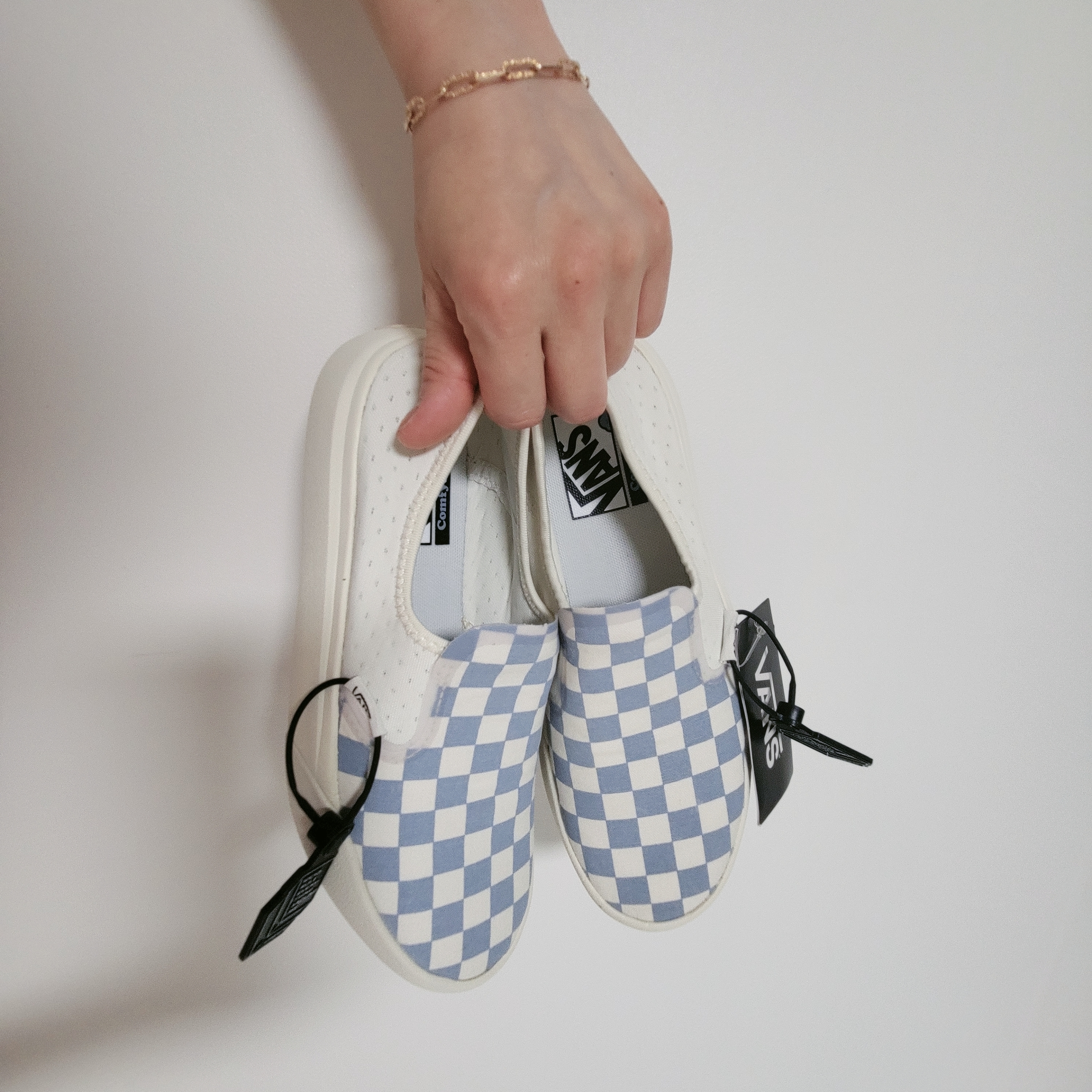 Vans ComfyCush One Checkerboard Blue 착용 스타일