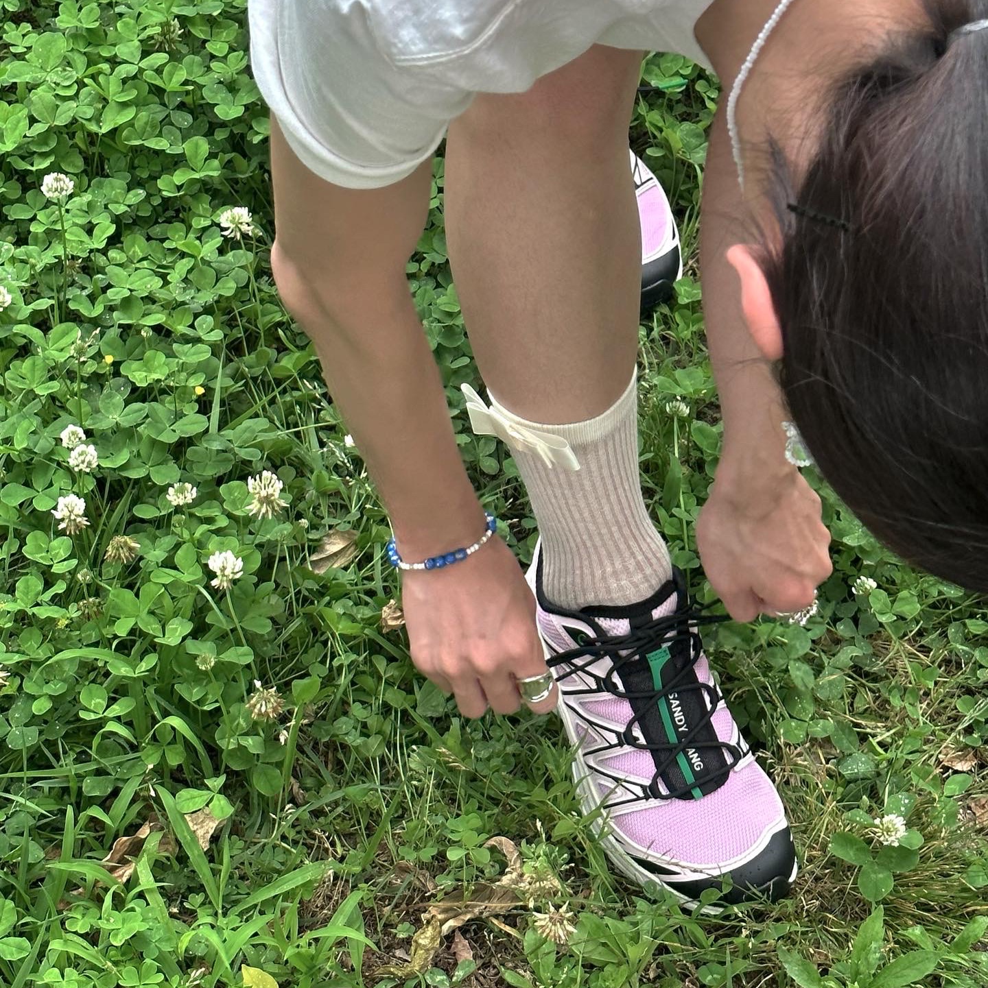 Salomon x Sandy Liang XT-6 Expanse Cradle Pink 착용 스타일 - 1