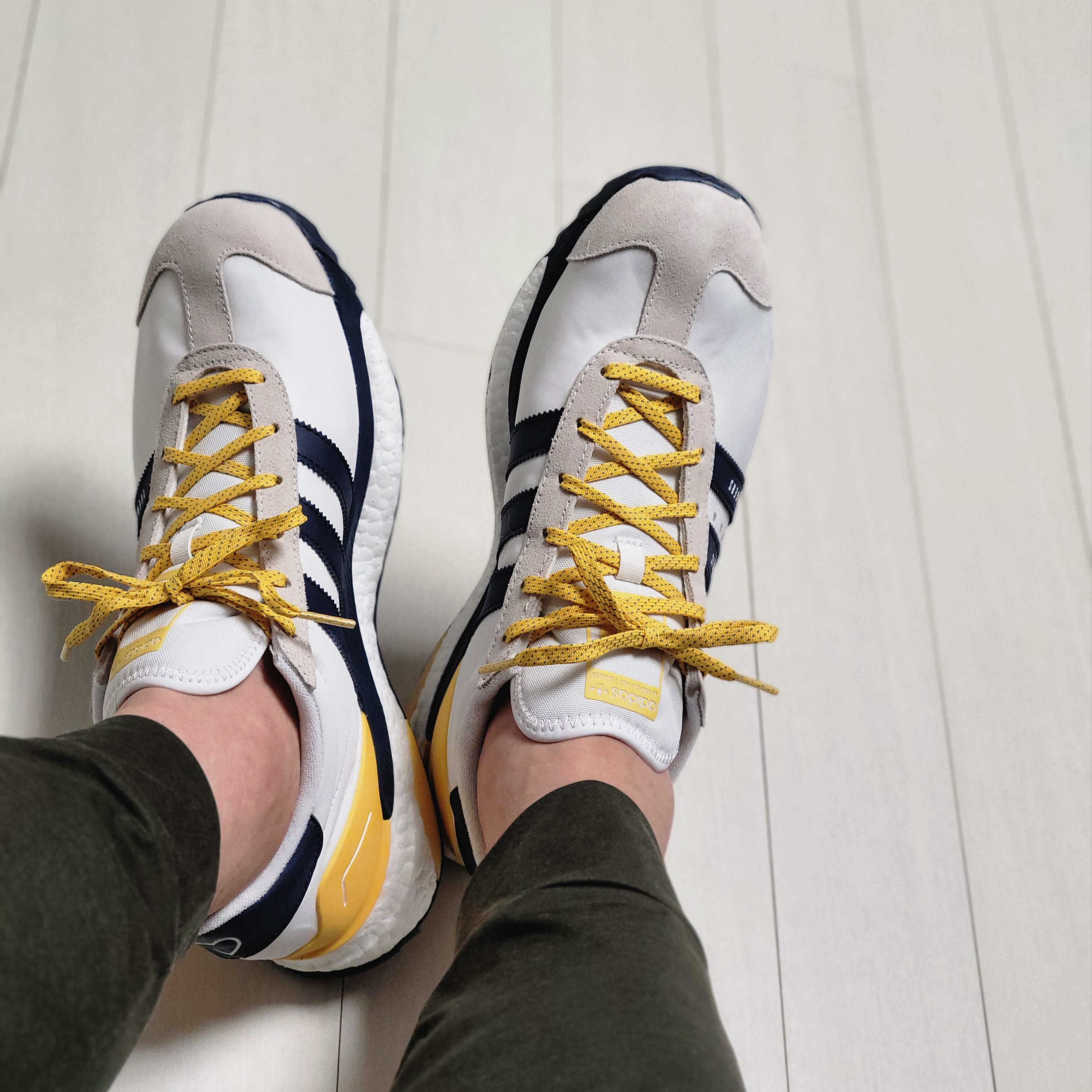Adidas x Human Made Country White Navy Yellow 착용 스타일