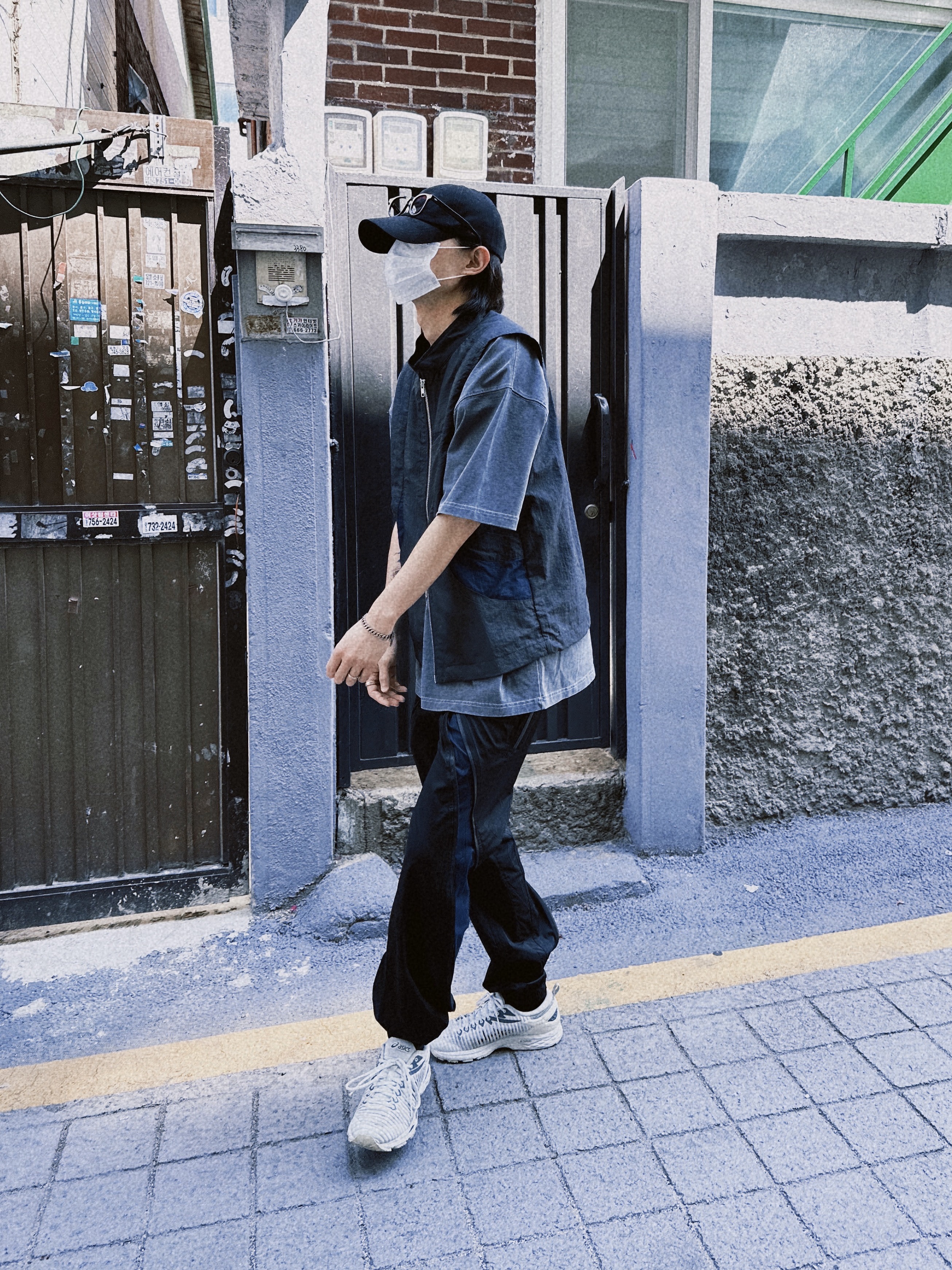 Asics x Kiko Kostadinov Gel-Delva 1 Cool Mist, Undermycar Stuttgart Vintage Washing Ball Cap Black Red - 22SS 착용 스타일 - 1
