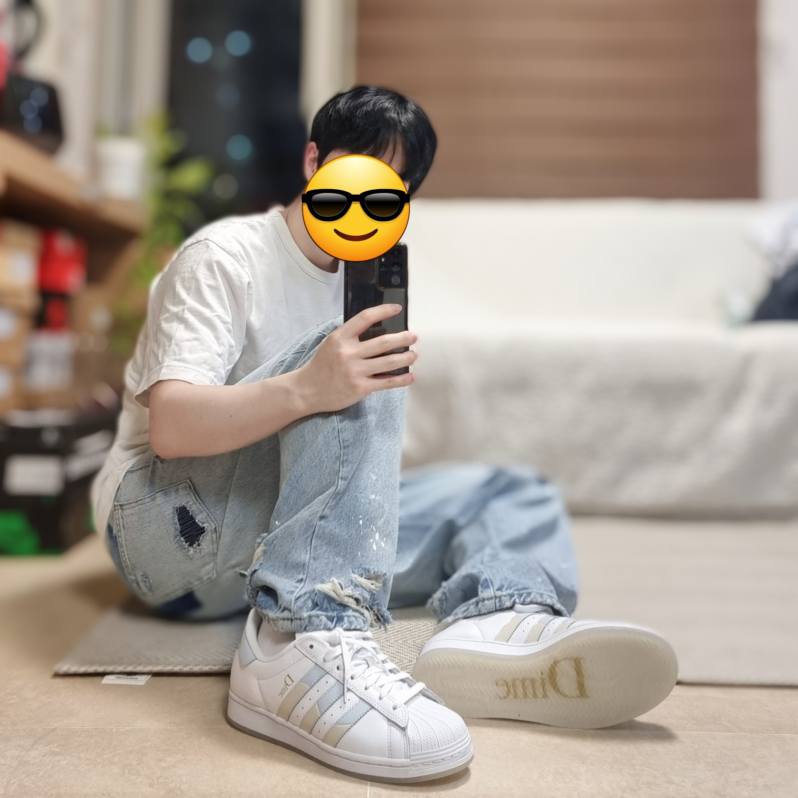 Adidas x Dime Superstar ADV Cloud White 착용 스타일 - 2
