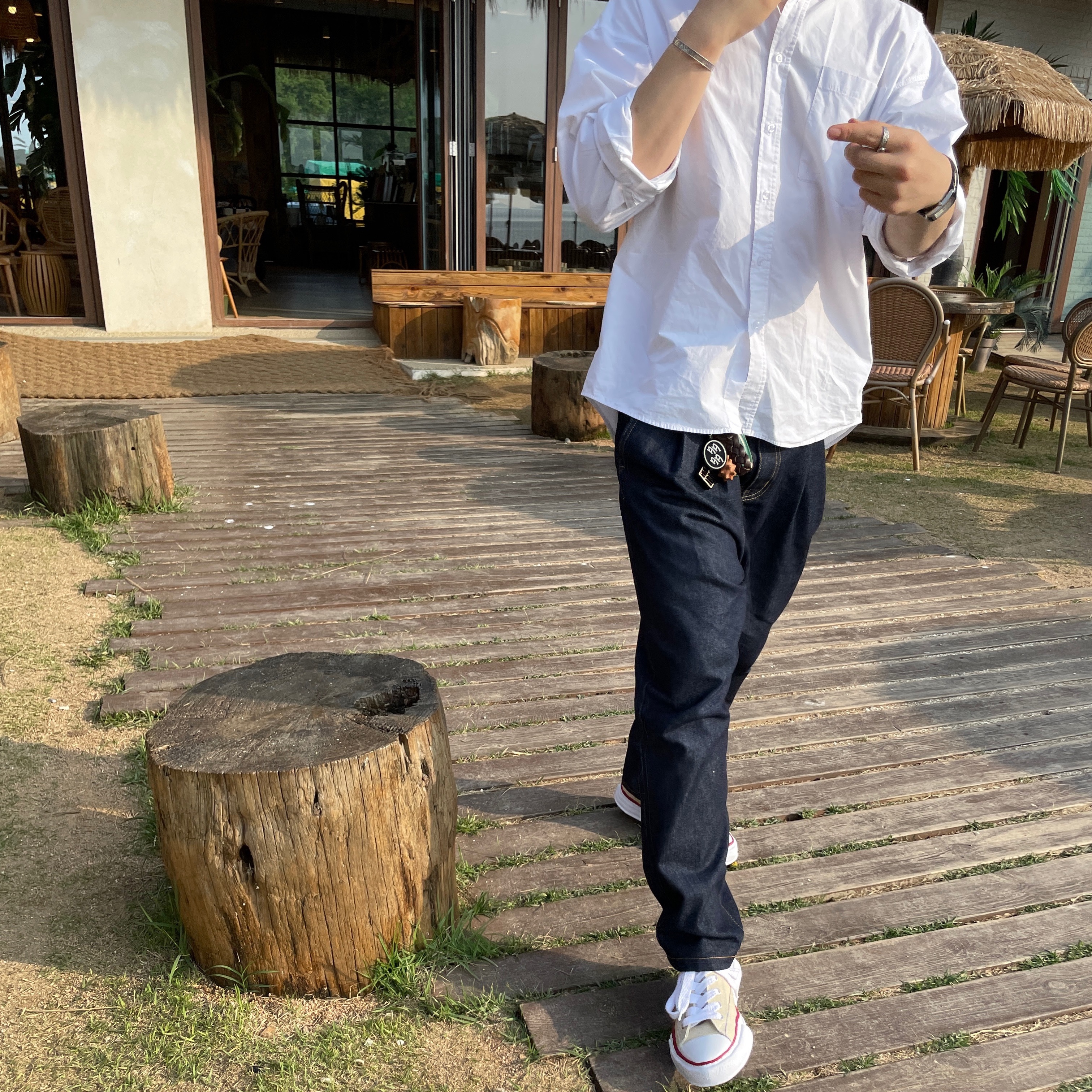 Maison Mihara Yasuhiro Peterson OG Sole Canvas Low-top Sneakers Natural 착용 스타일