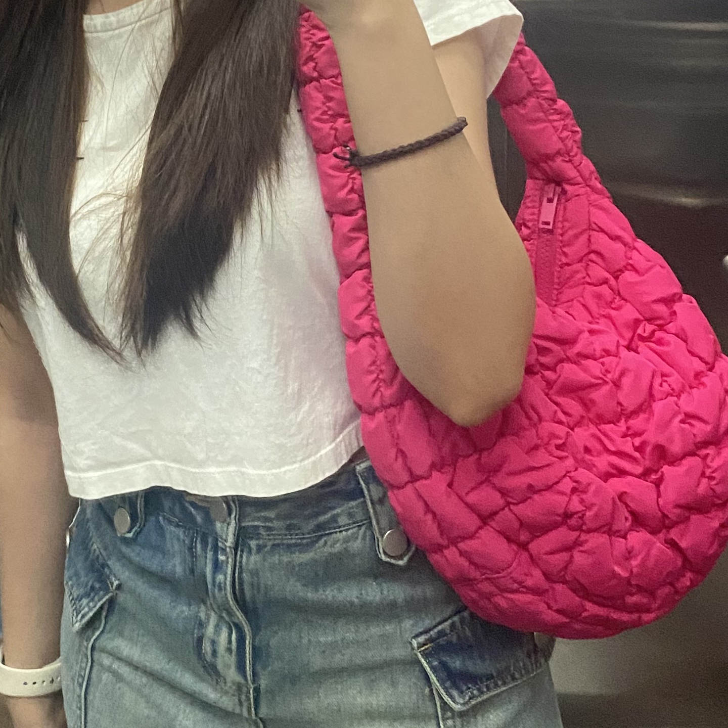 COS Quilted Mini Bag Pink 착용 스타일
