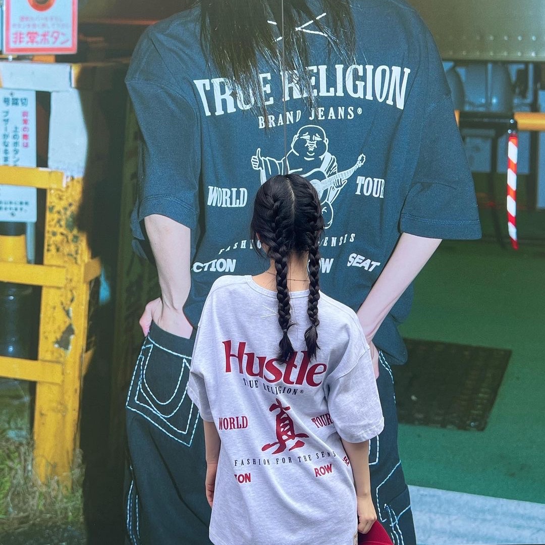 True Religion Hustle T-Shirt White, True Religion Hustle T-Shirt Melange Grey 착용 스타일