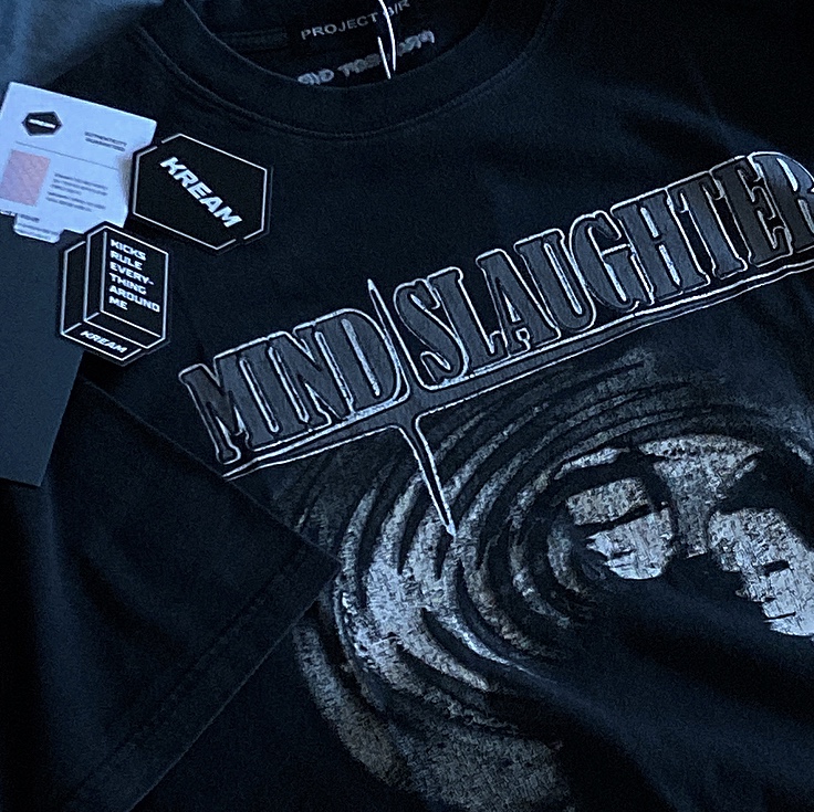 Project G/R Mind Slaughter Vintage Washeed T-Shirt Black 착용 스타일 - 2