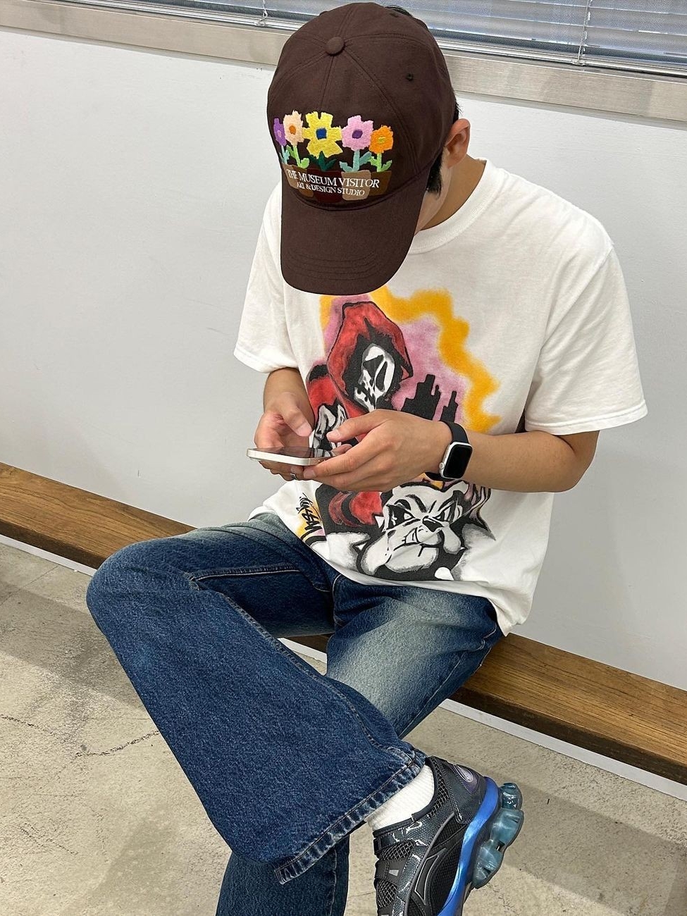 The Museum Visitor Five Flower Pot Ball Cap Red -23PS, The Museum Visitor Five Flower Pot Ball Cap Brown 착용 스타일 - 2