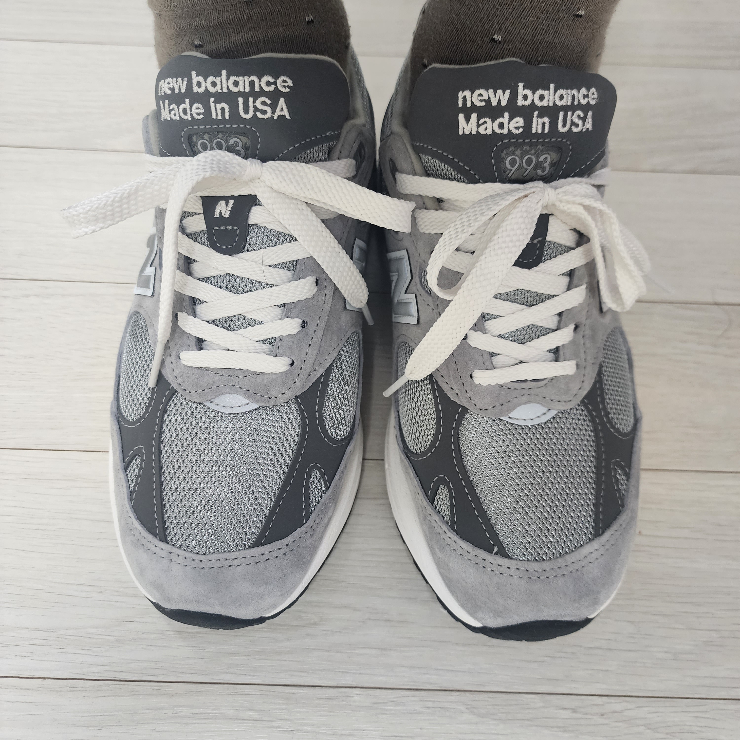 New Balance 993 Made in USA Grey - 2E Wide 착용 스타일 - 1