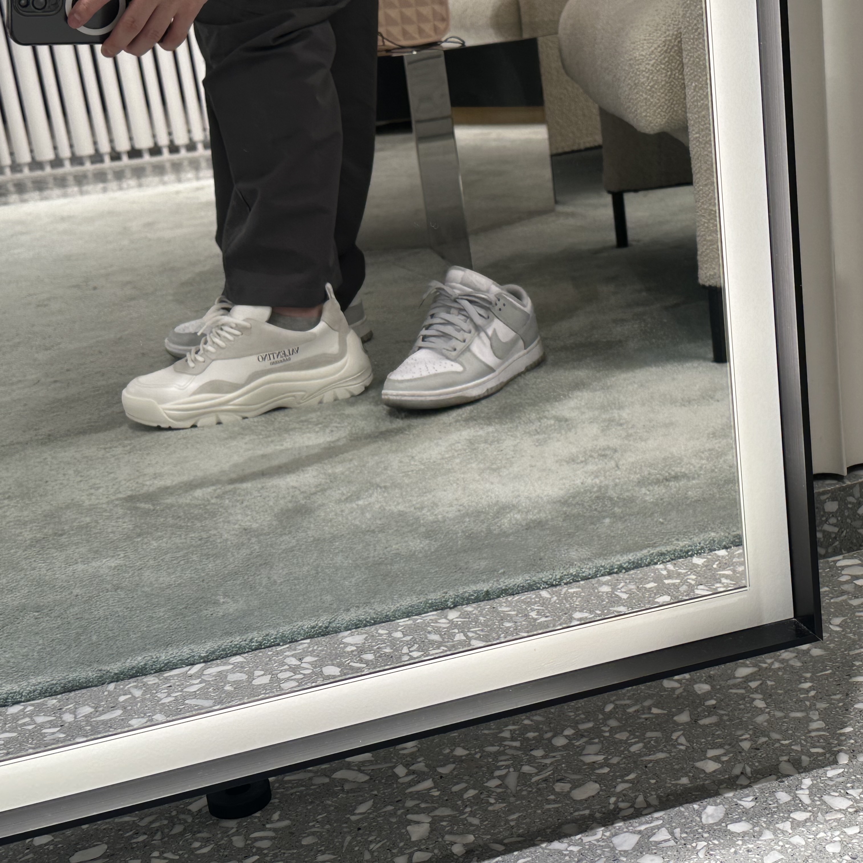 Valentino Gumboy Calfskin Sneakers White 착용 스타일